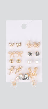 Set 9 pares aretes flor