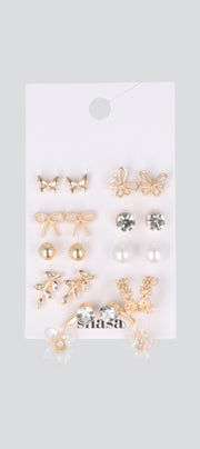Set 9 pares aretes flor