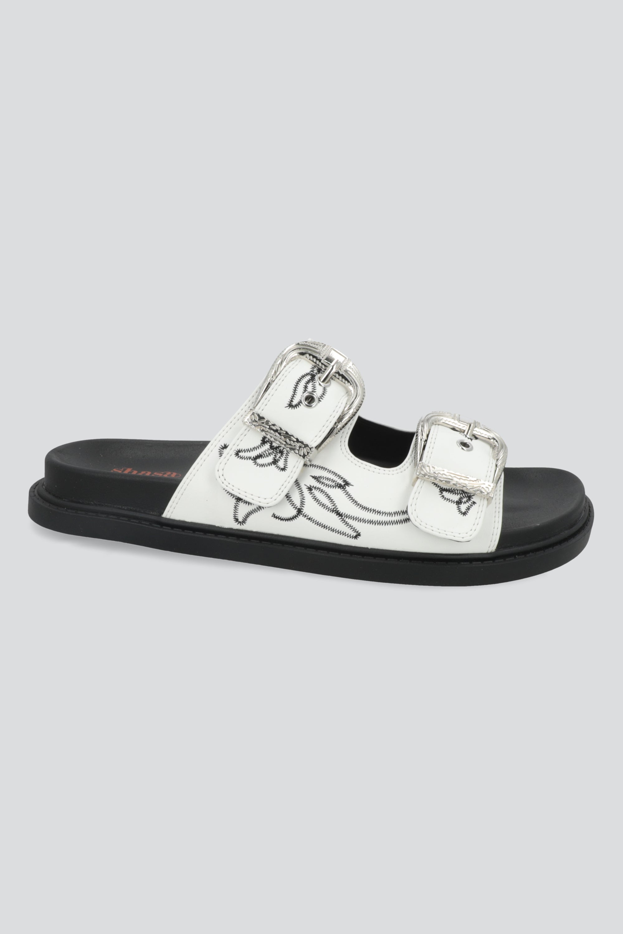Sandalia plataforma bordados vaqueros BLANCO