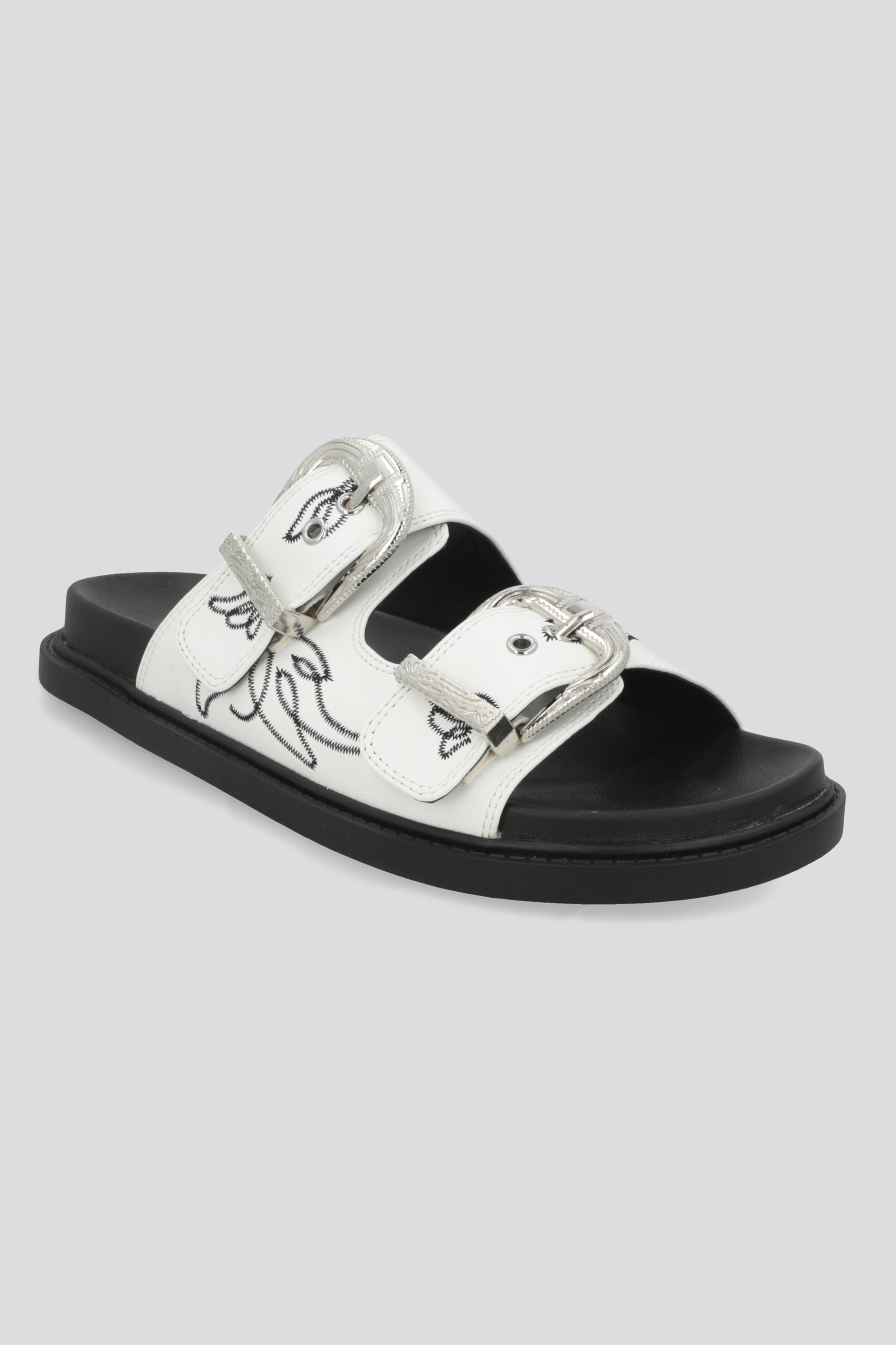 Sandalia plataforma bordados vaqueros BLANCO