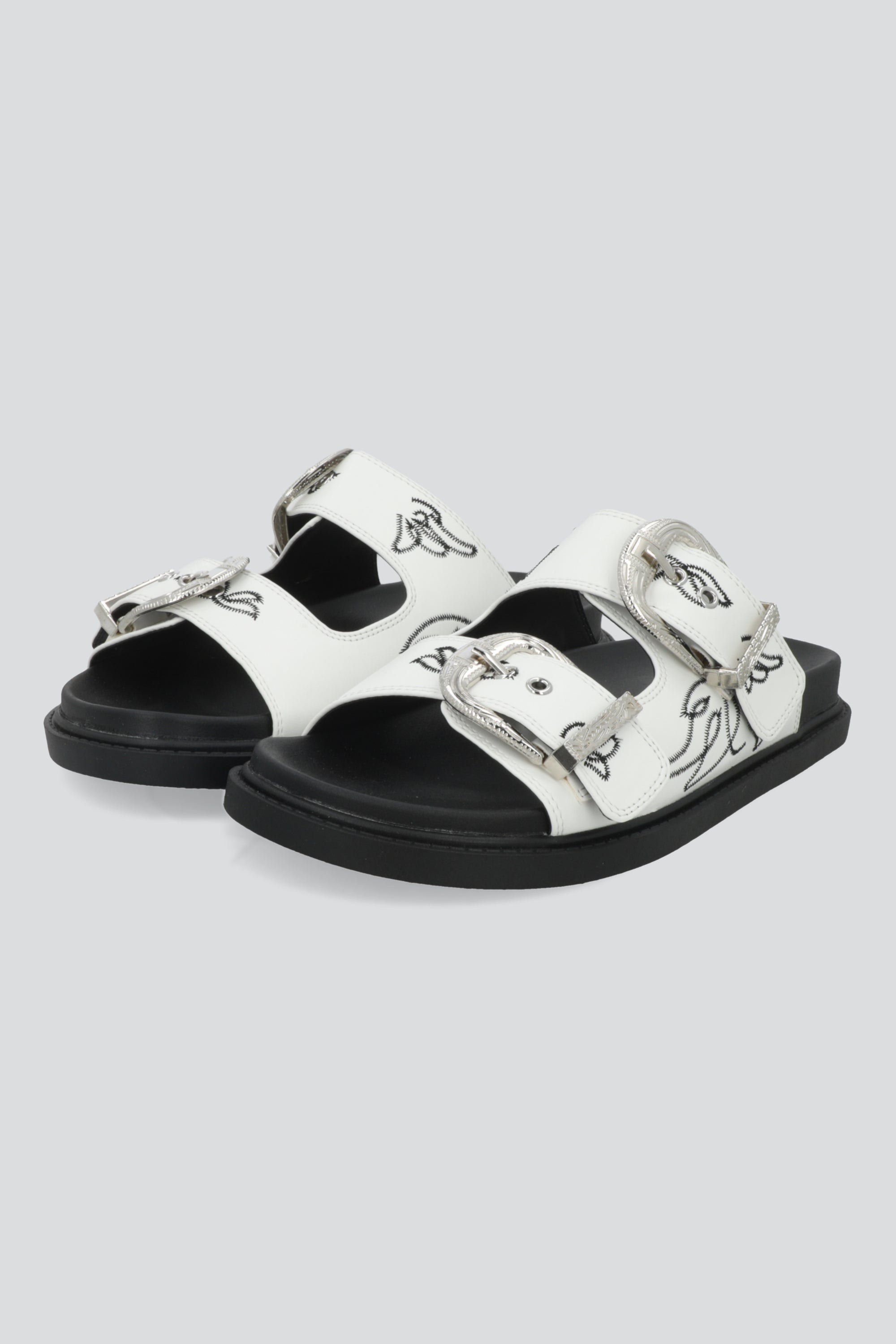 Sandalia plataforma bordados vaqueros BLANCO