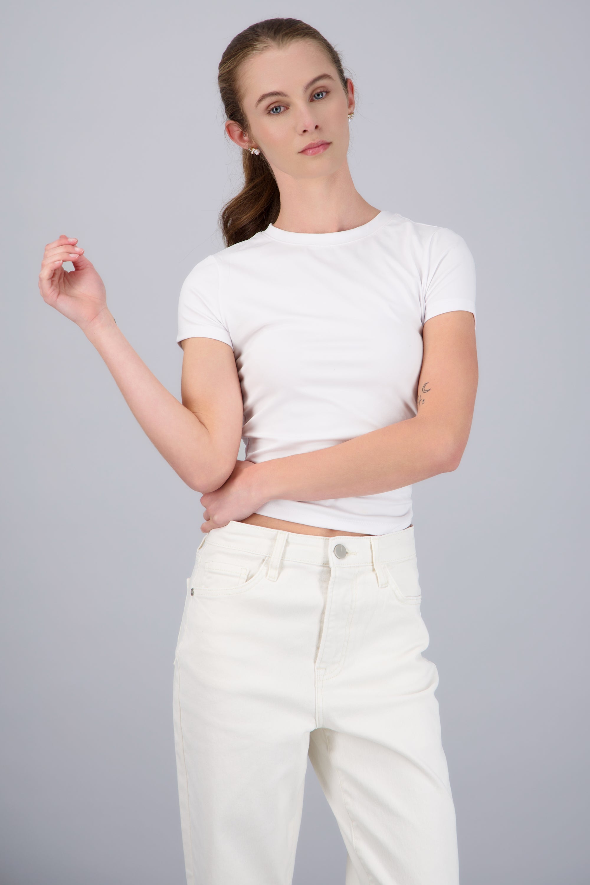 Top manga corta liso BLANCO