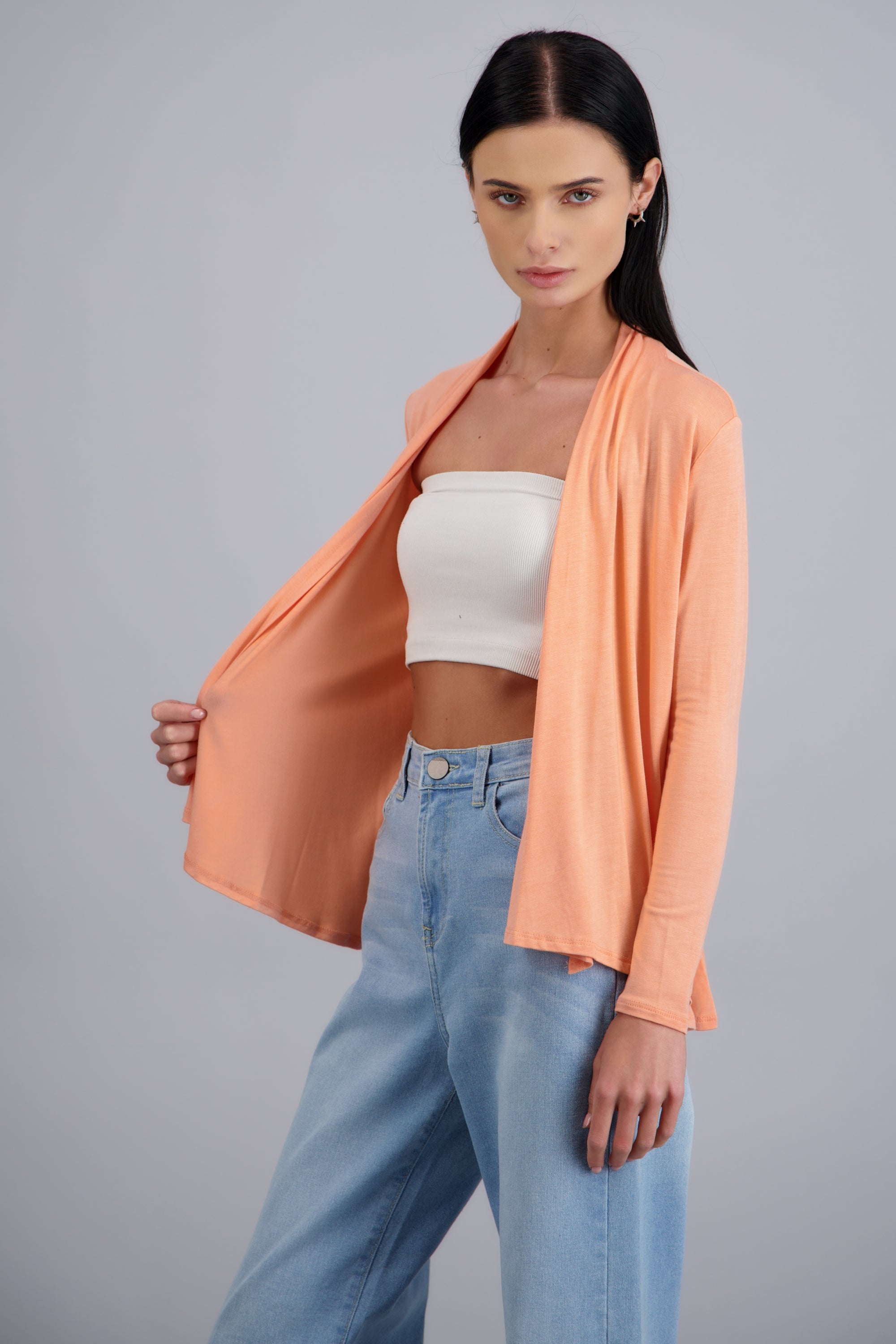 Cárdigan Corto Caída Cascada Manga Larga CORAL