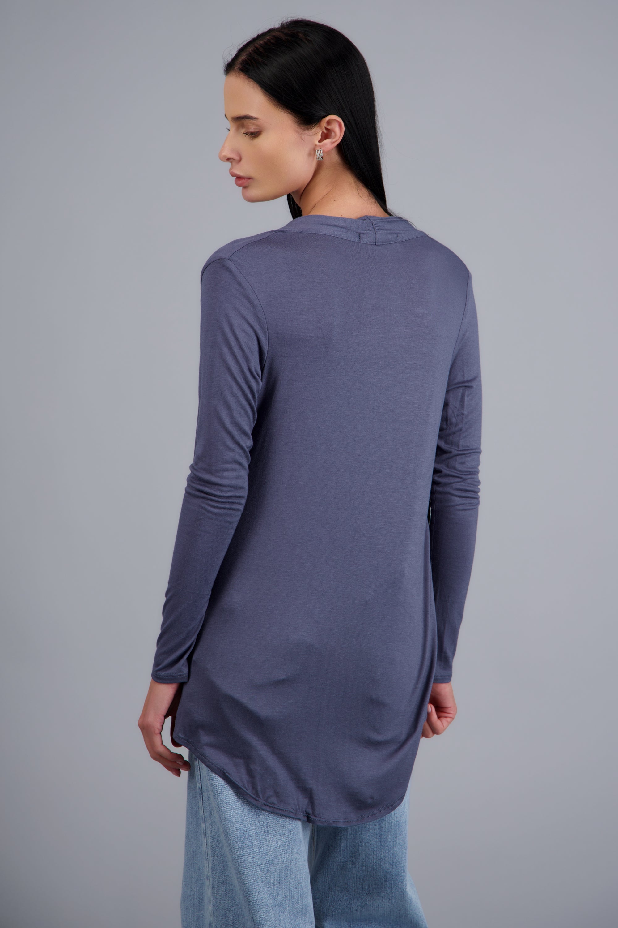 Cárdigan Corto Caída Cascada Manga Larga PETROLEO