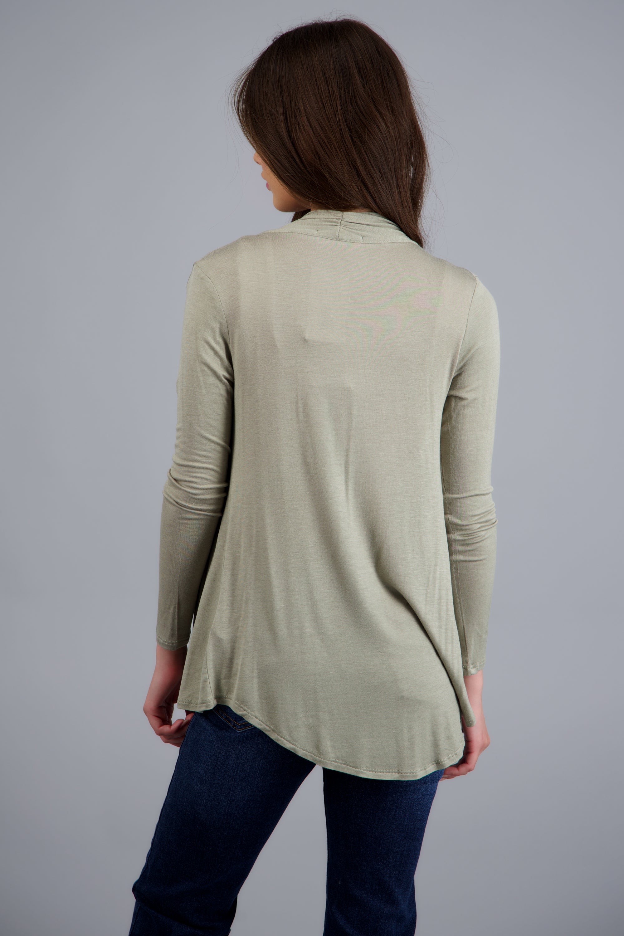 Cárdigan Corto Caída Cascada Manga Larga VERDE CLARO