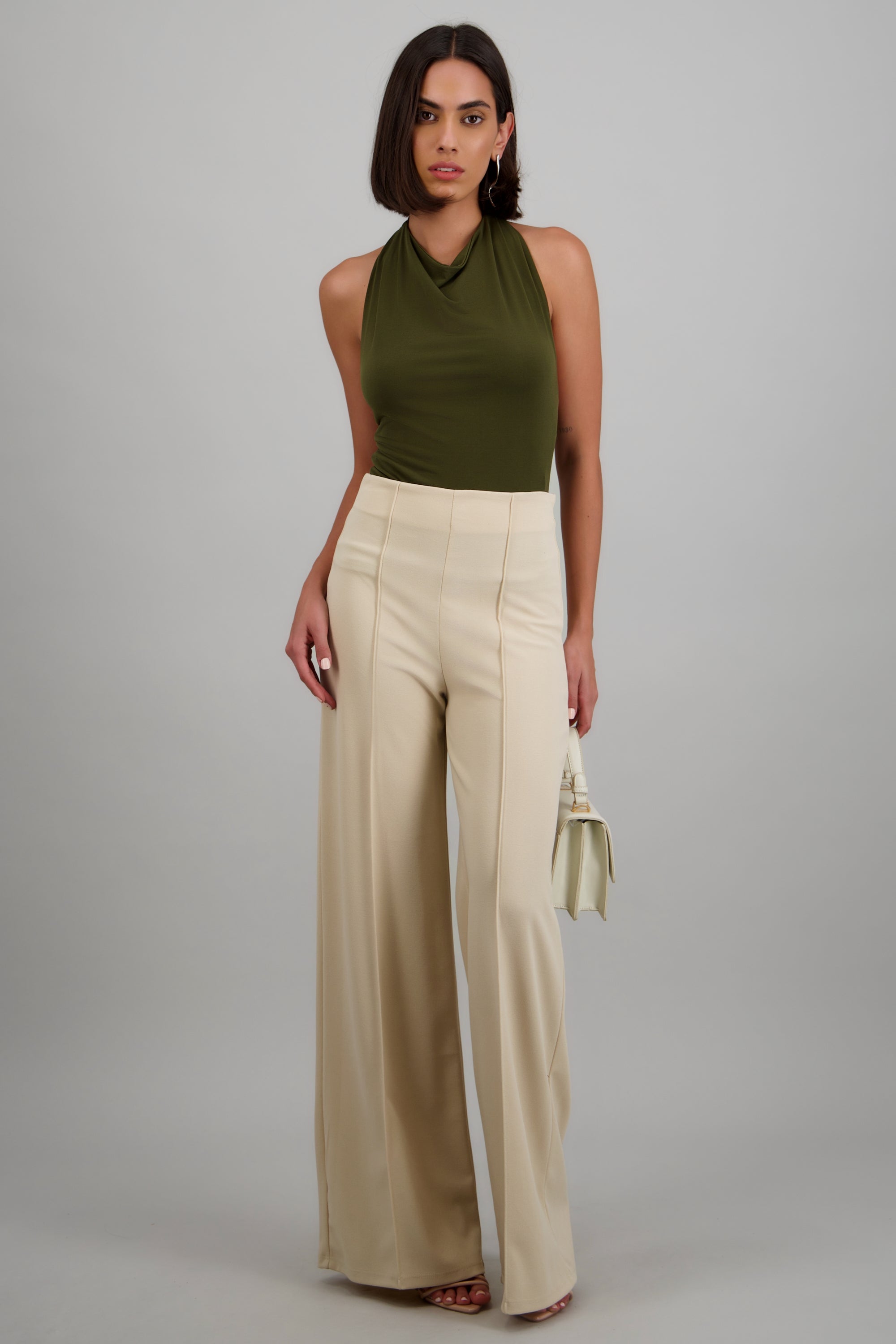 Pantalón Wide Leg Cintura Alta Costuras ARENA