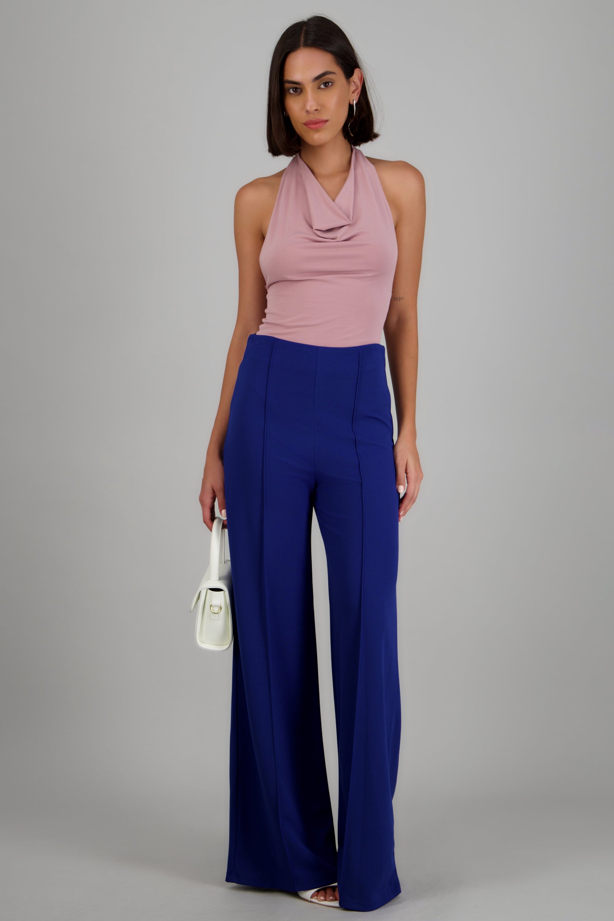 Pantalón Wide Leg Cintura Alta Costuras AZUL REY