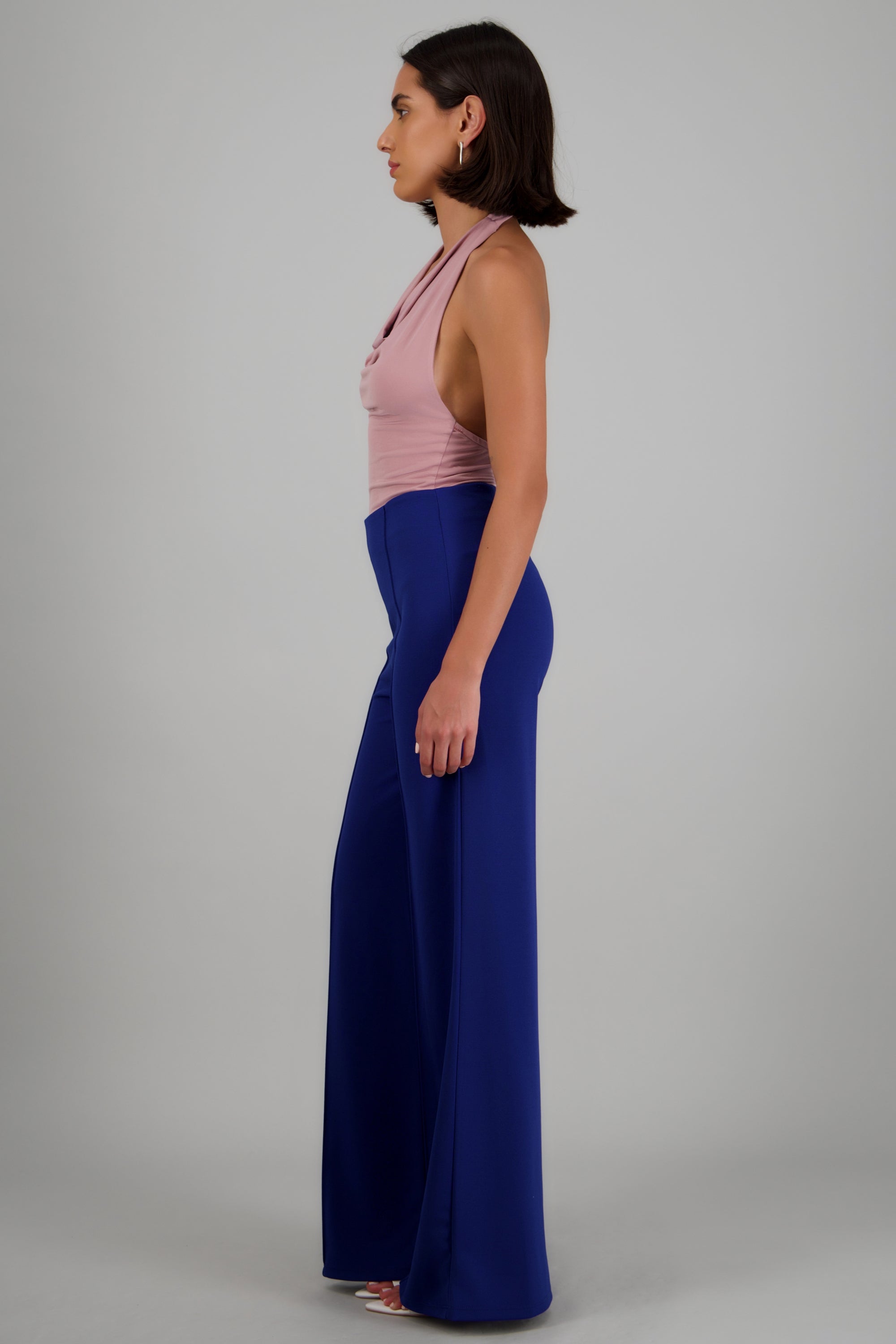 Pantalón Wide Leg Cintura Alta Costuras AZUL REY
