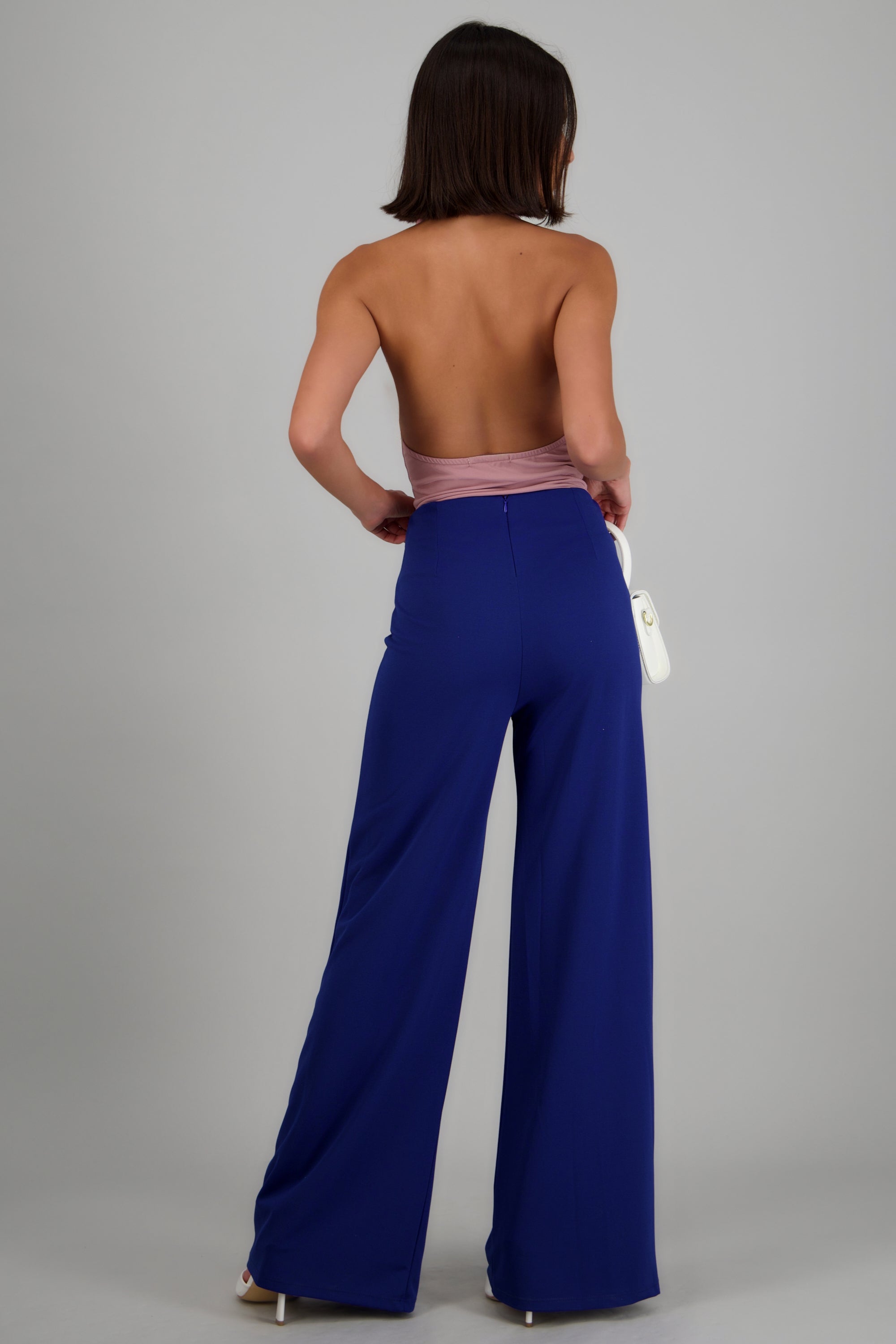 Pantalón Wide Leg Cintura Alta Costuras AZUL REY