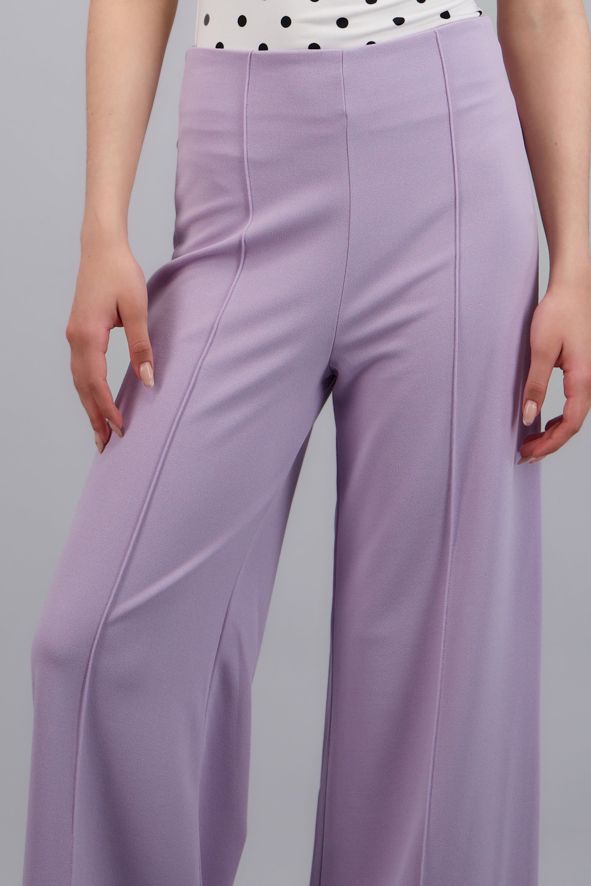 Pantalón Wide Leg Cintura Alta Costuras LILA