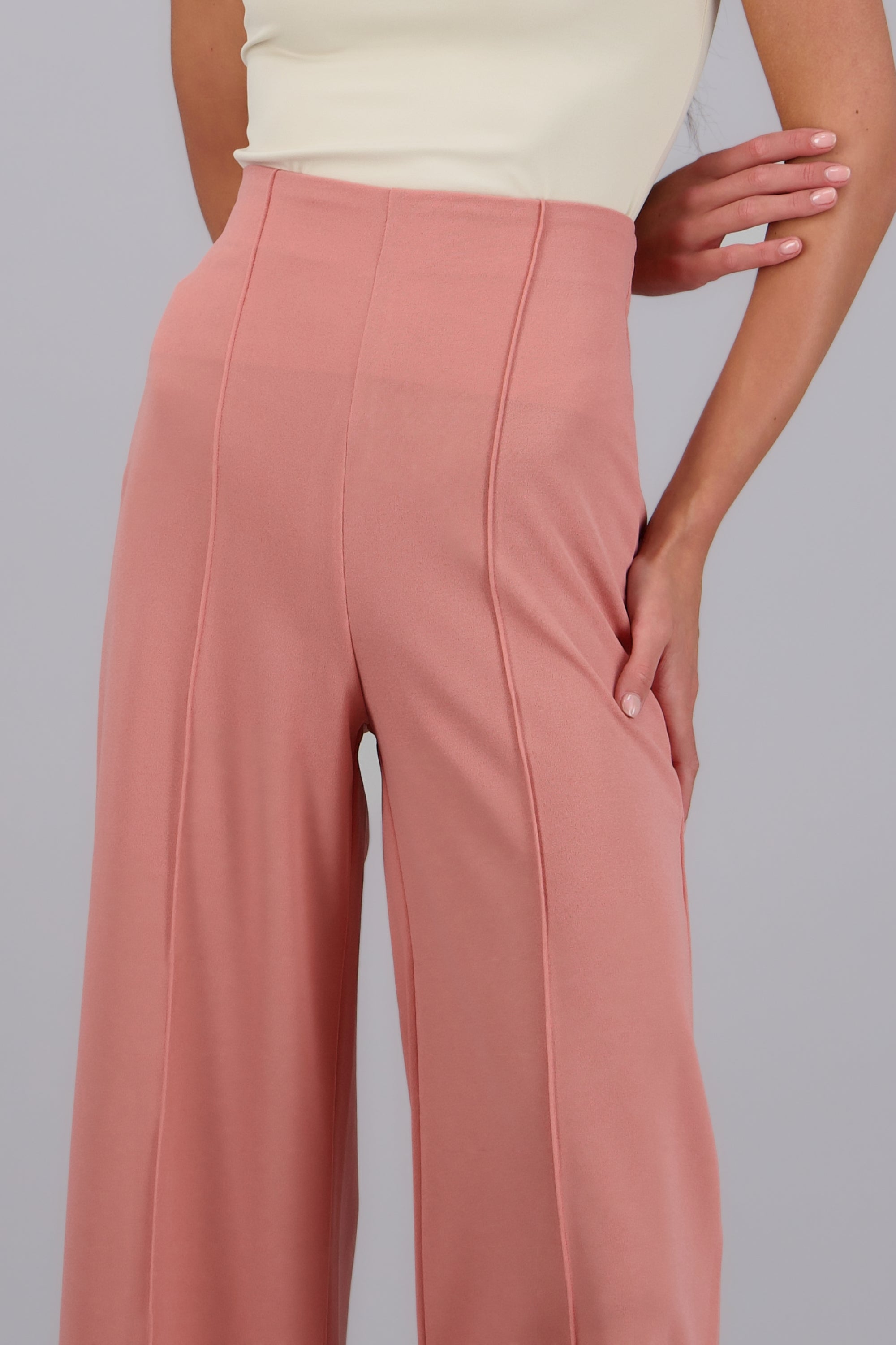 Pantalón Wide Leg Cintura Alta Costuras CORAL