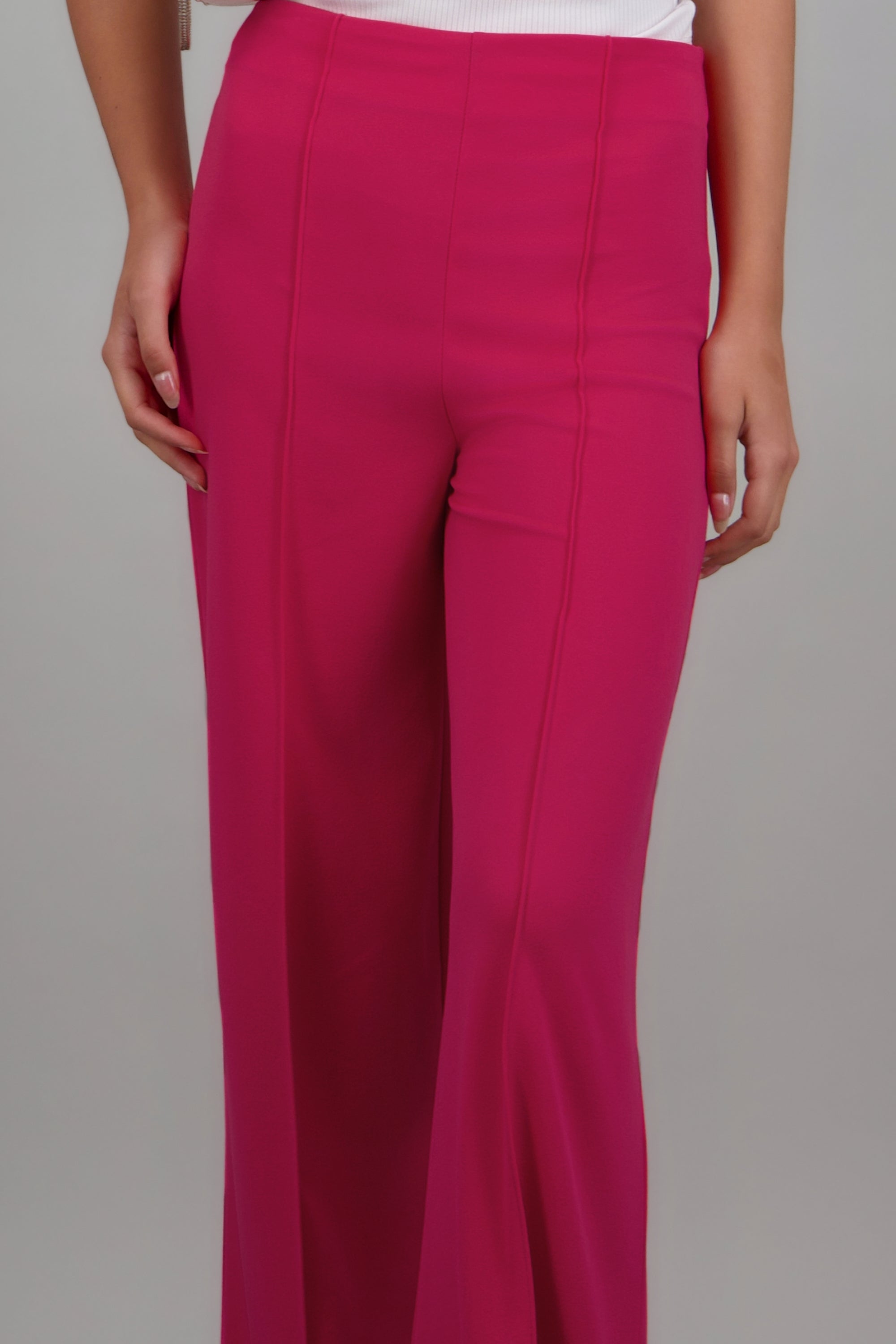 Pantalón Wide Leg Cintura Alta Costuras ROSA