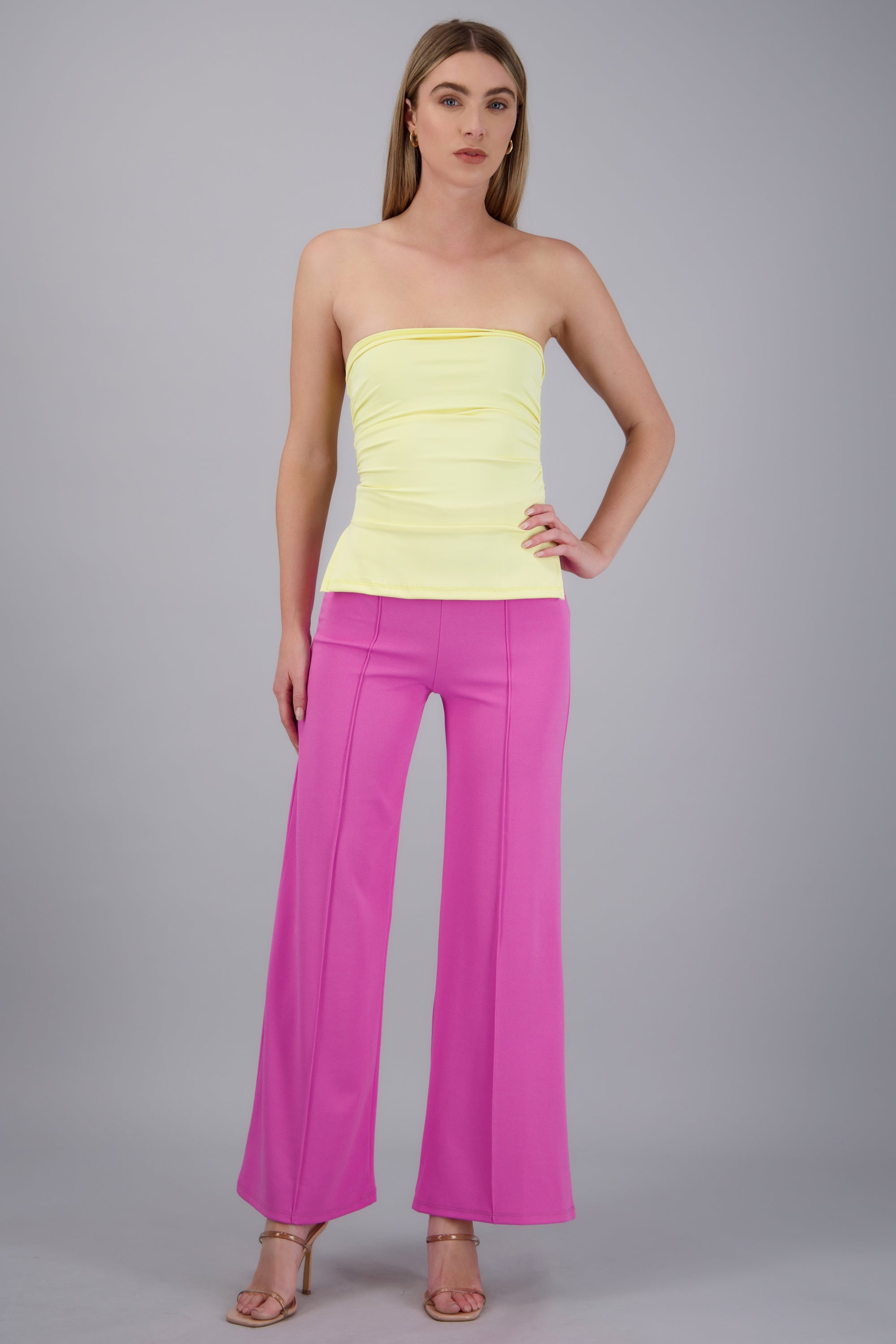 Pantalón Wide Leg Cintura Alta Costuras FIUSHA