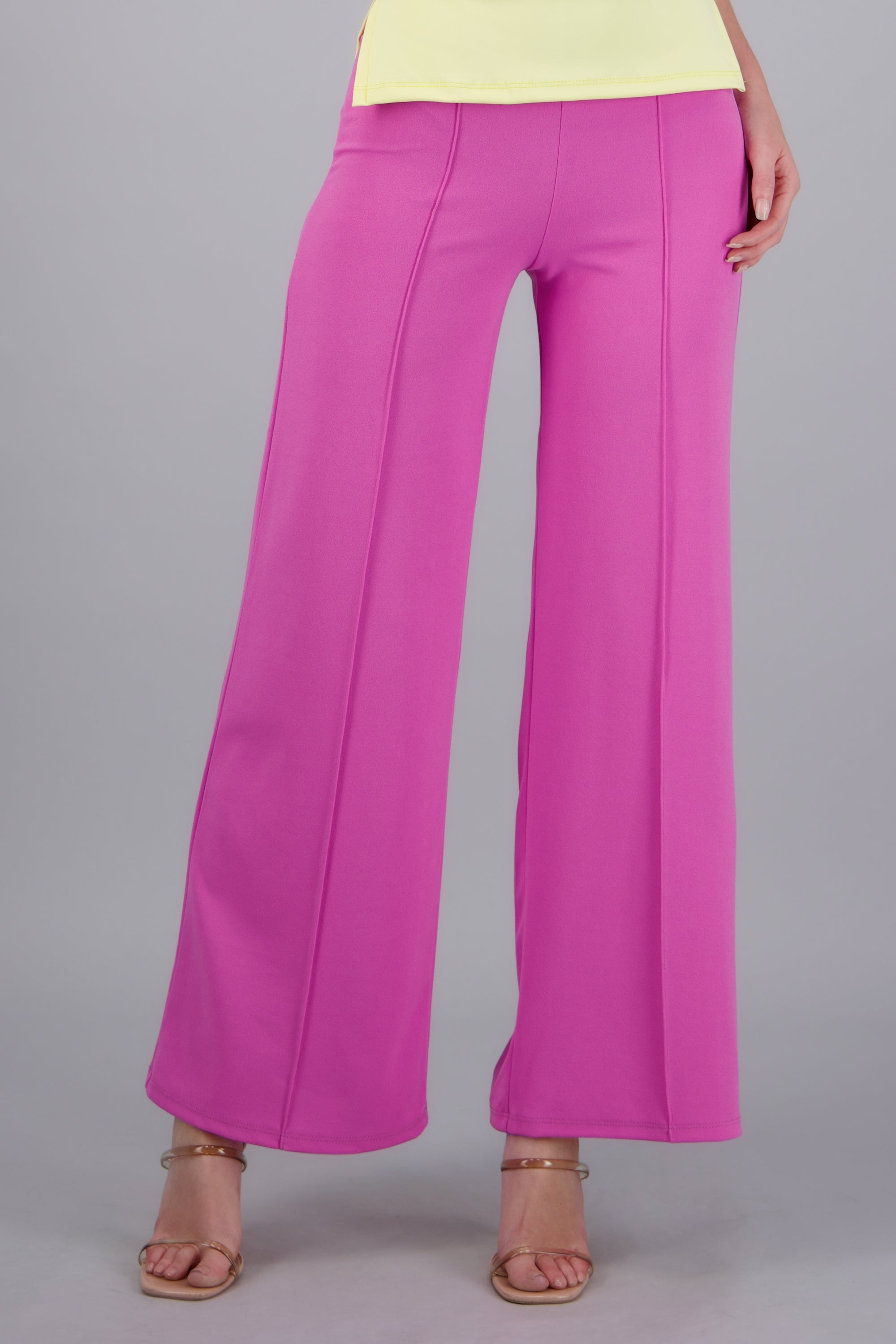 Pantalón Wide Leg Cintura Alta Costuras FIUSHA