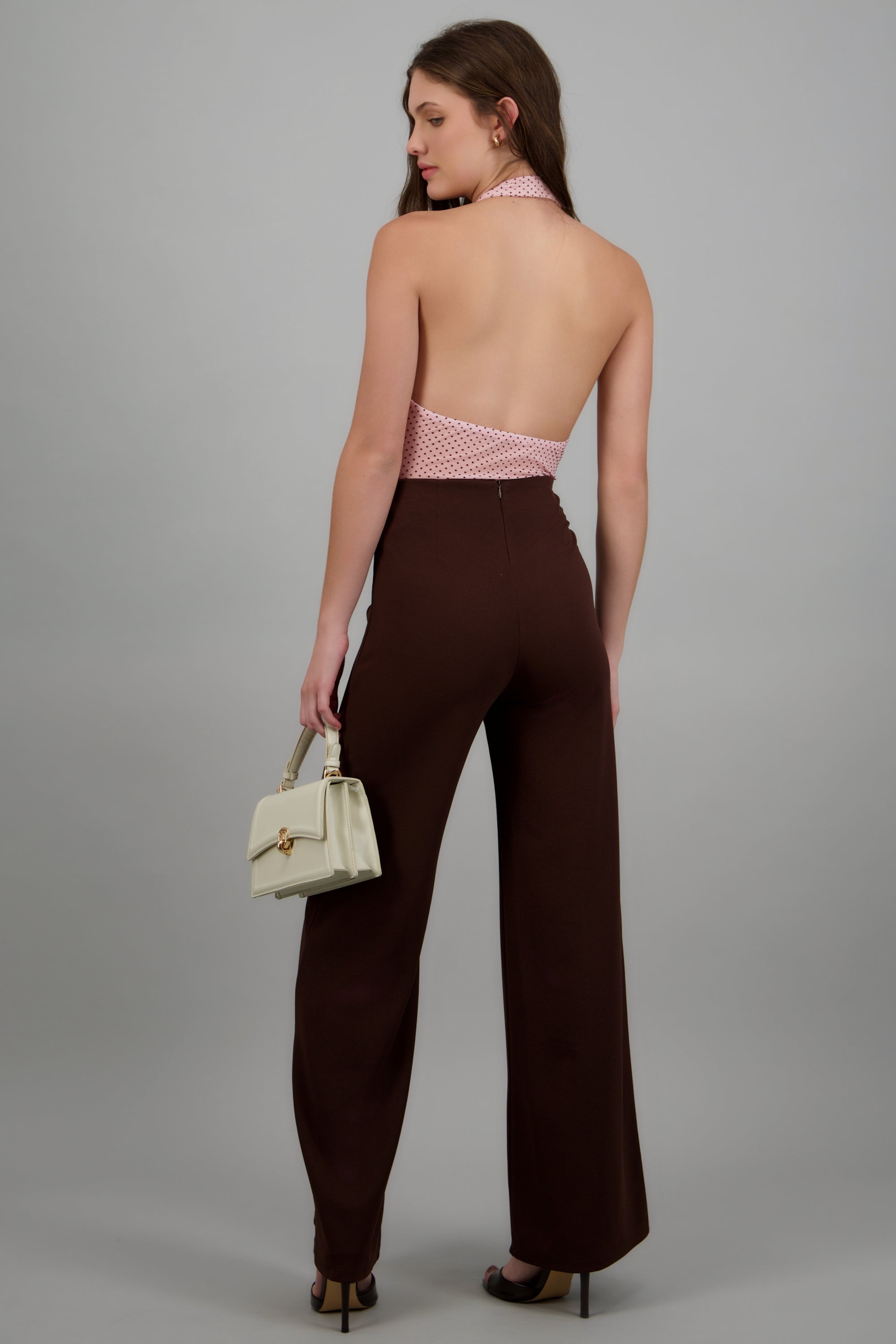 Pantalón Wide Leg Cintura Alta Costuras CAFE OBSCURO