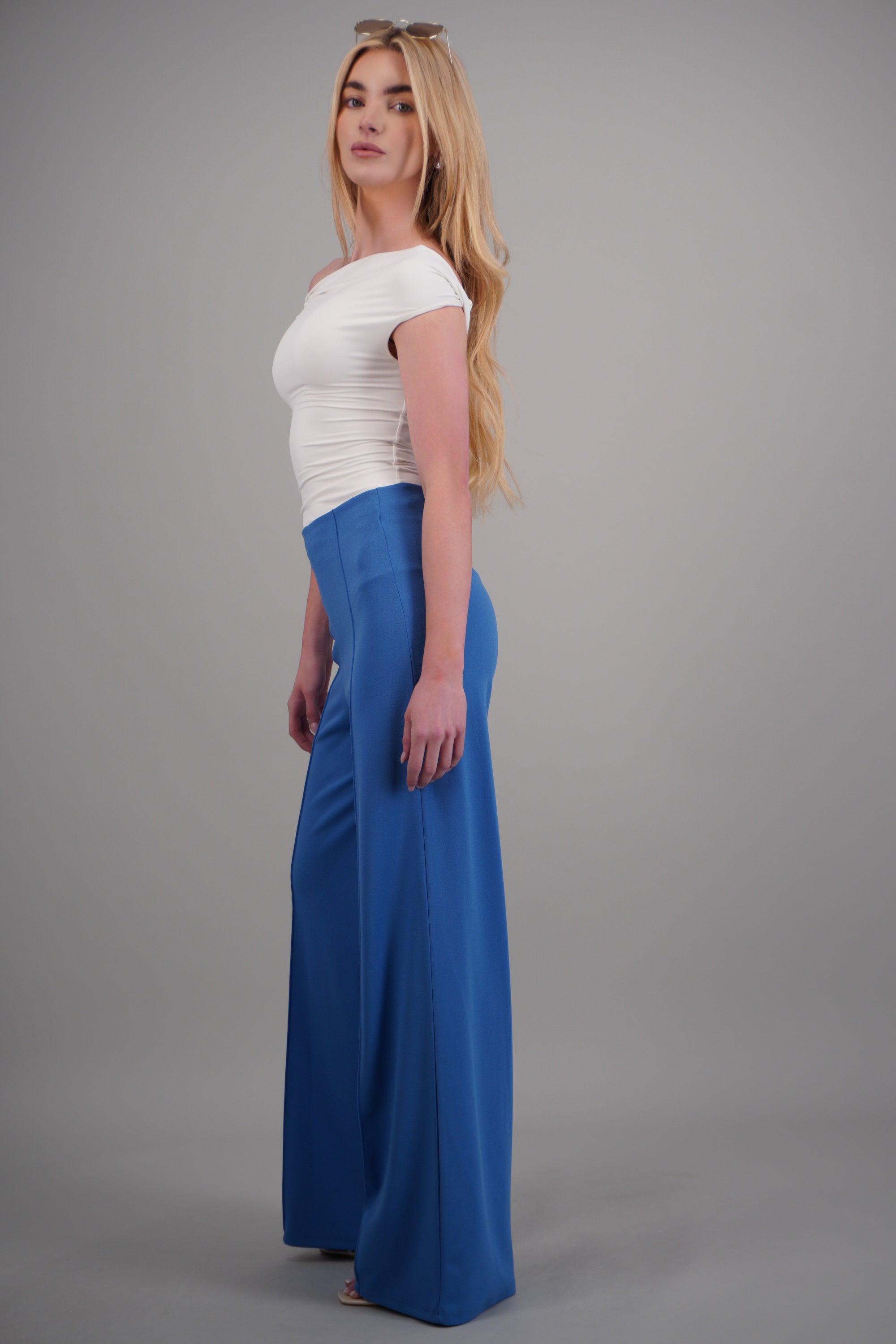 Pantalón Wide Leg Cintura Alta Costuras INDIGO