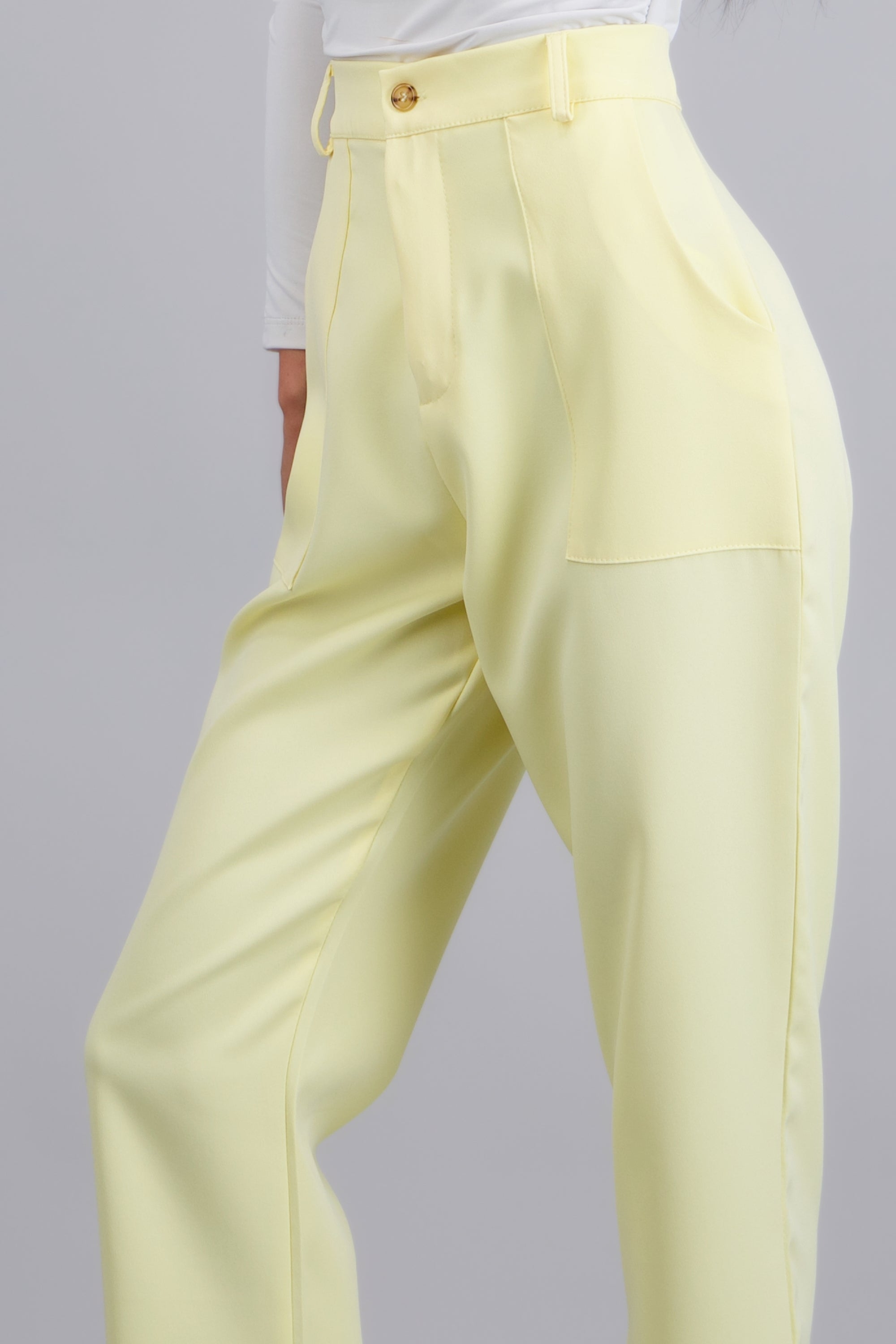 Pantalón Cintura Alta Capri Bolsas AMARILLO PASTEL