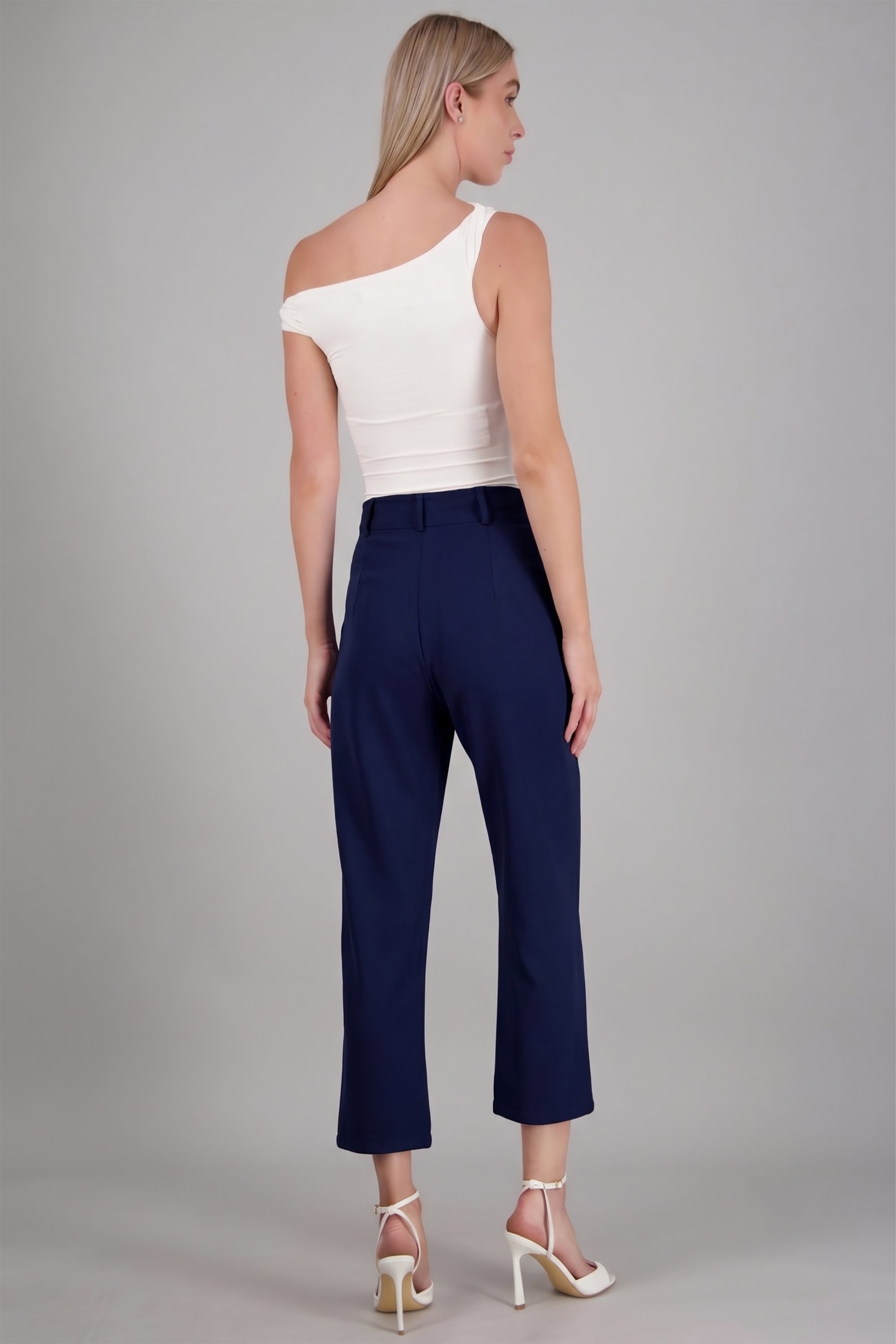 Pantalón Cintura Alta Capri Bolsas AZUL