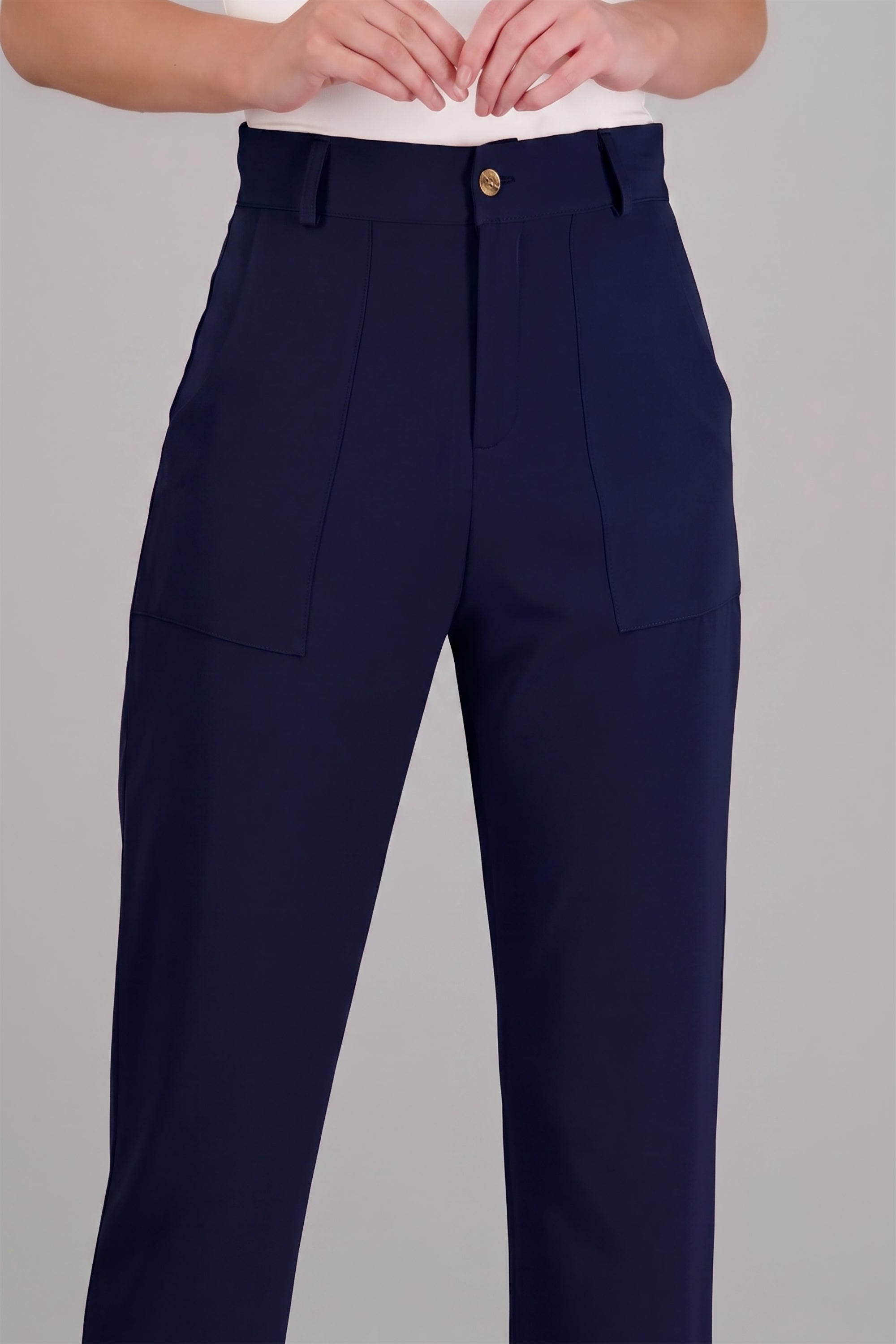 Pantalón Cintura Alta Capri Bolsas AZUL