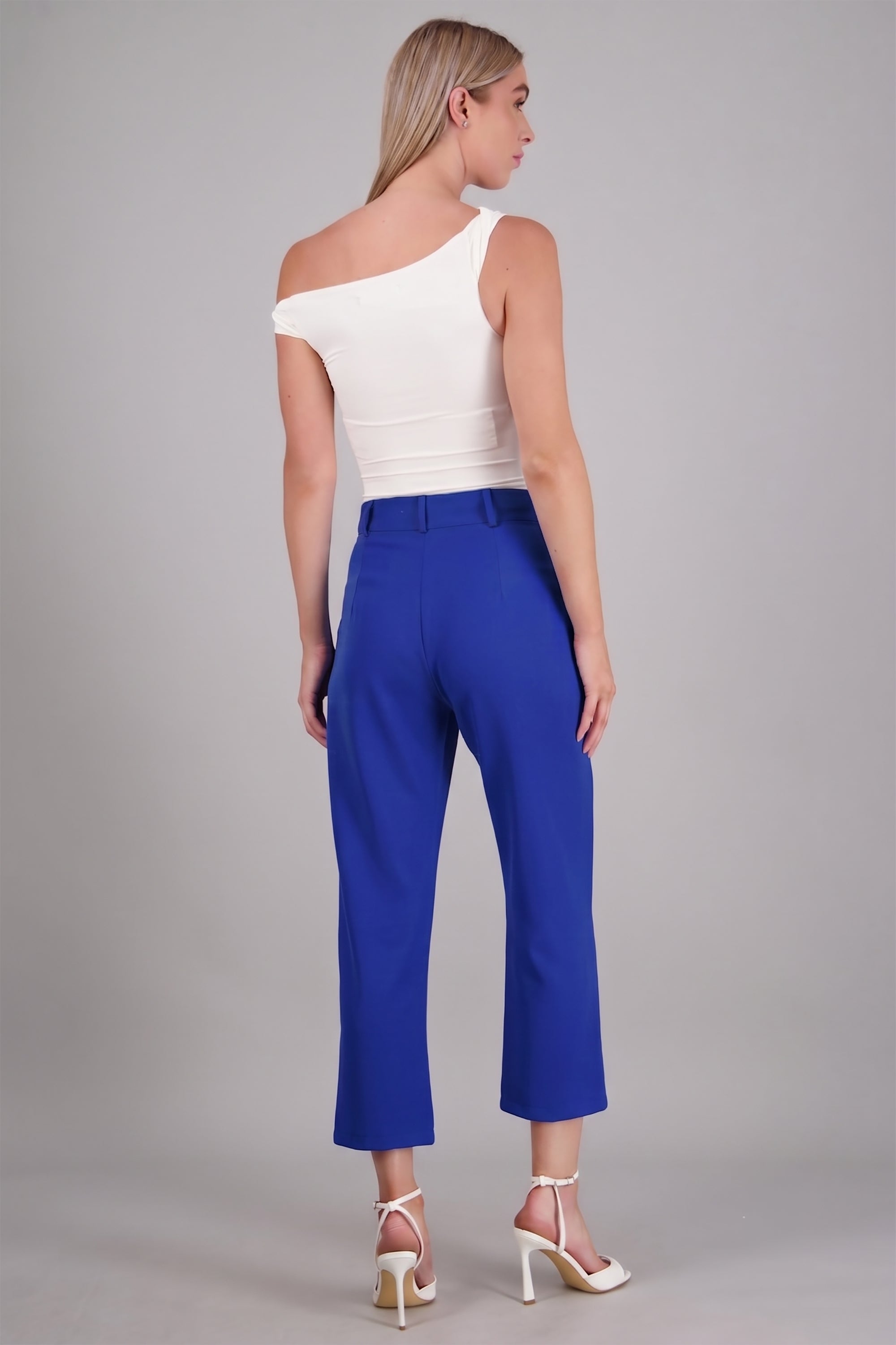 Pantalón Cintura Alta Capri Bolsas AZUL REY