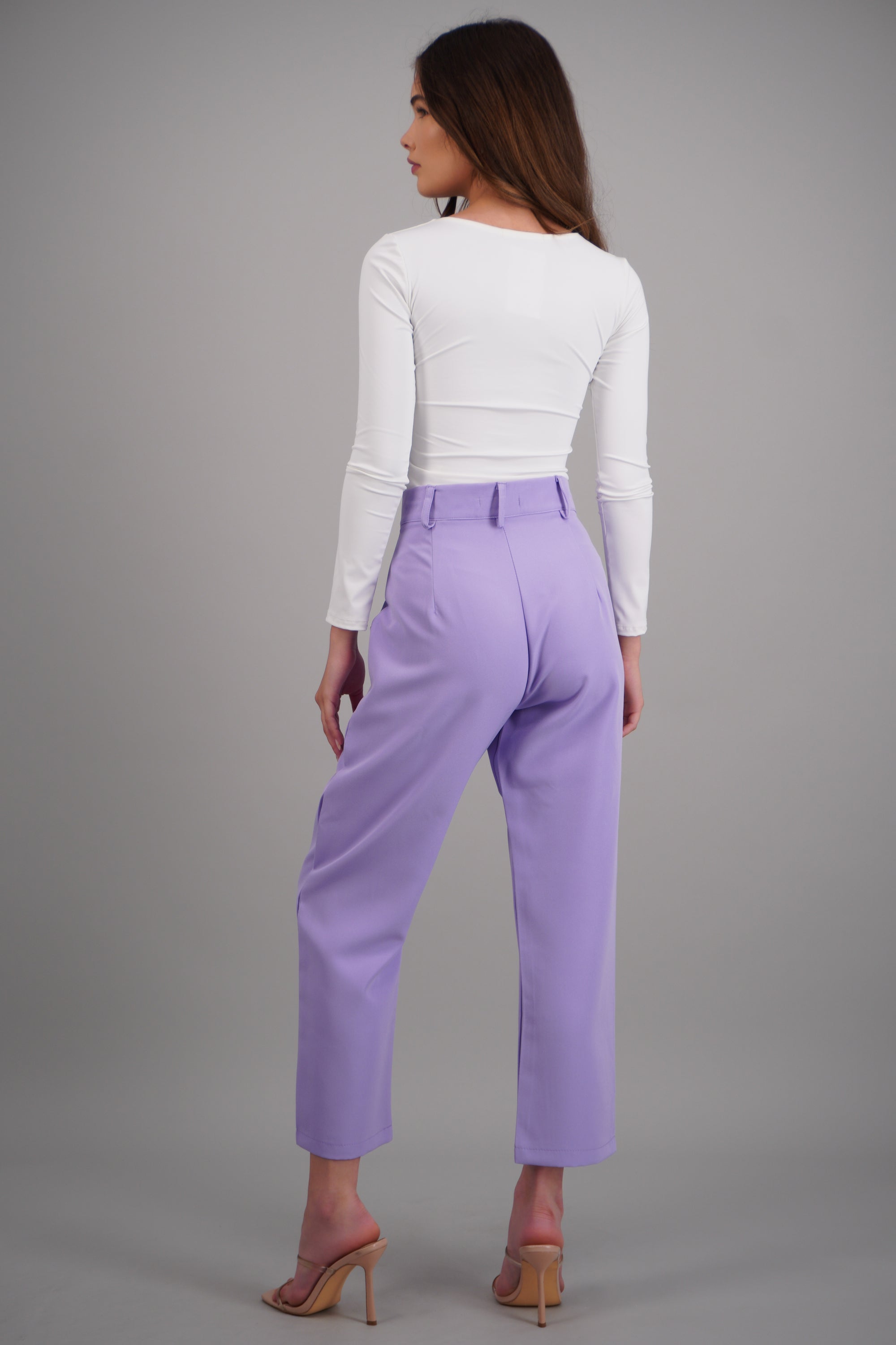 Pantalón Cintura Alta Capri Bolsas LILA