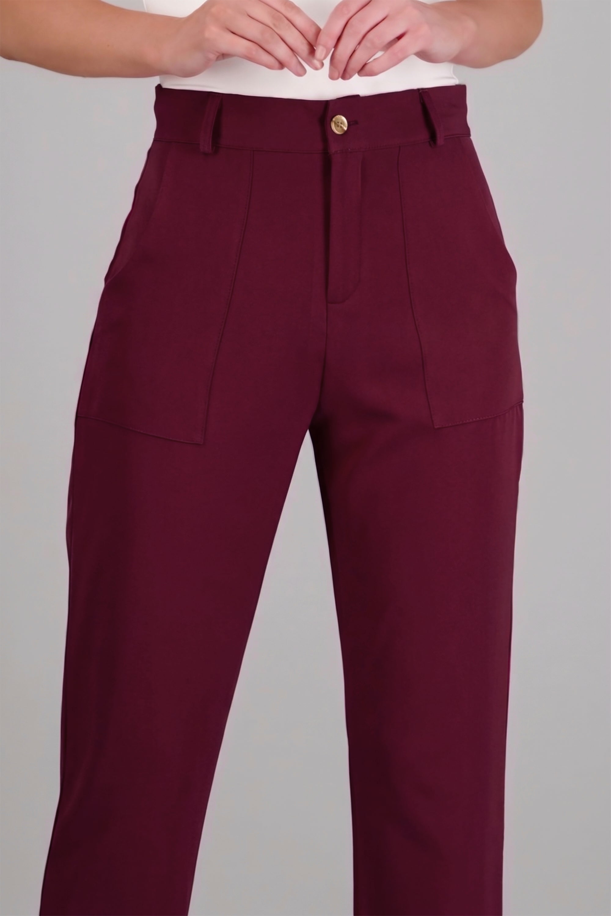 Pantalón Cintura Alta Capri Bolsas VINO