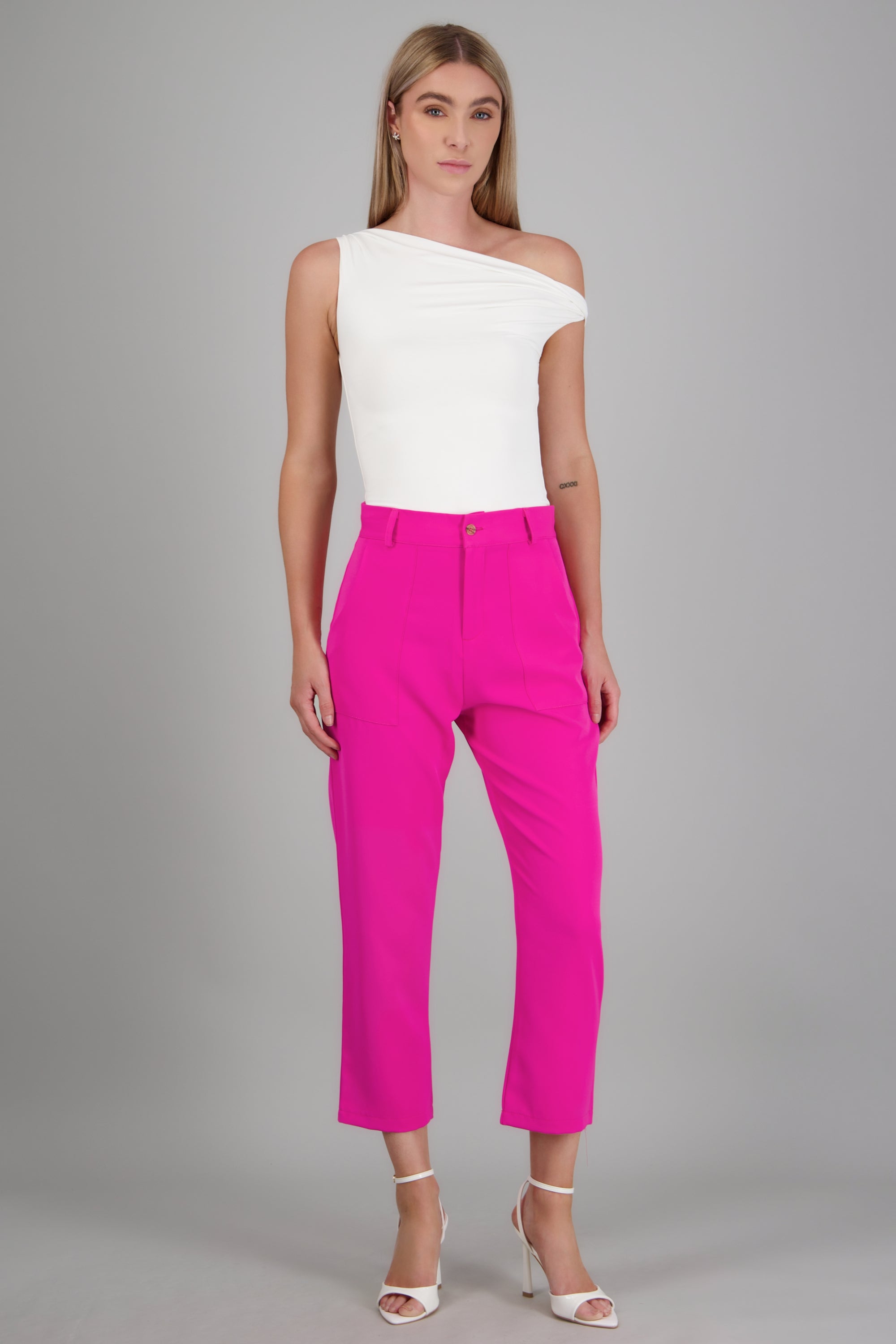 Pantalón Cintura Alta Capri Bolsas ROSA