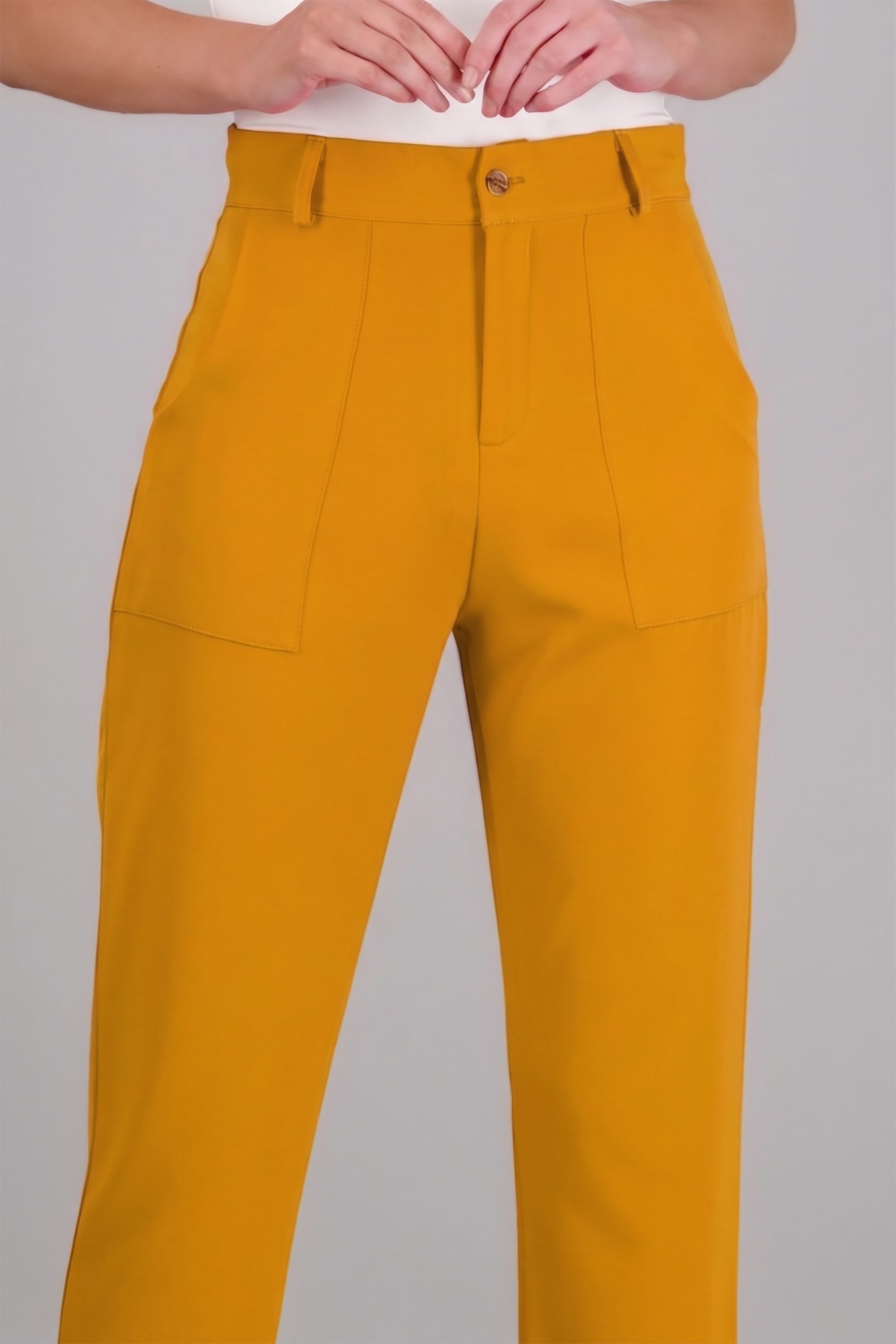Pantalón Cintura Alta Capri Bolsas MOSTAZA OBSCURO