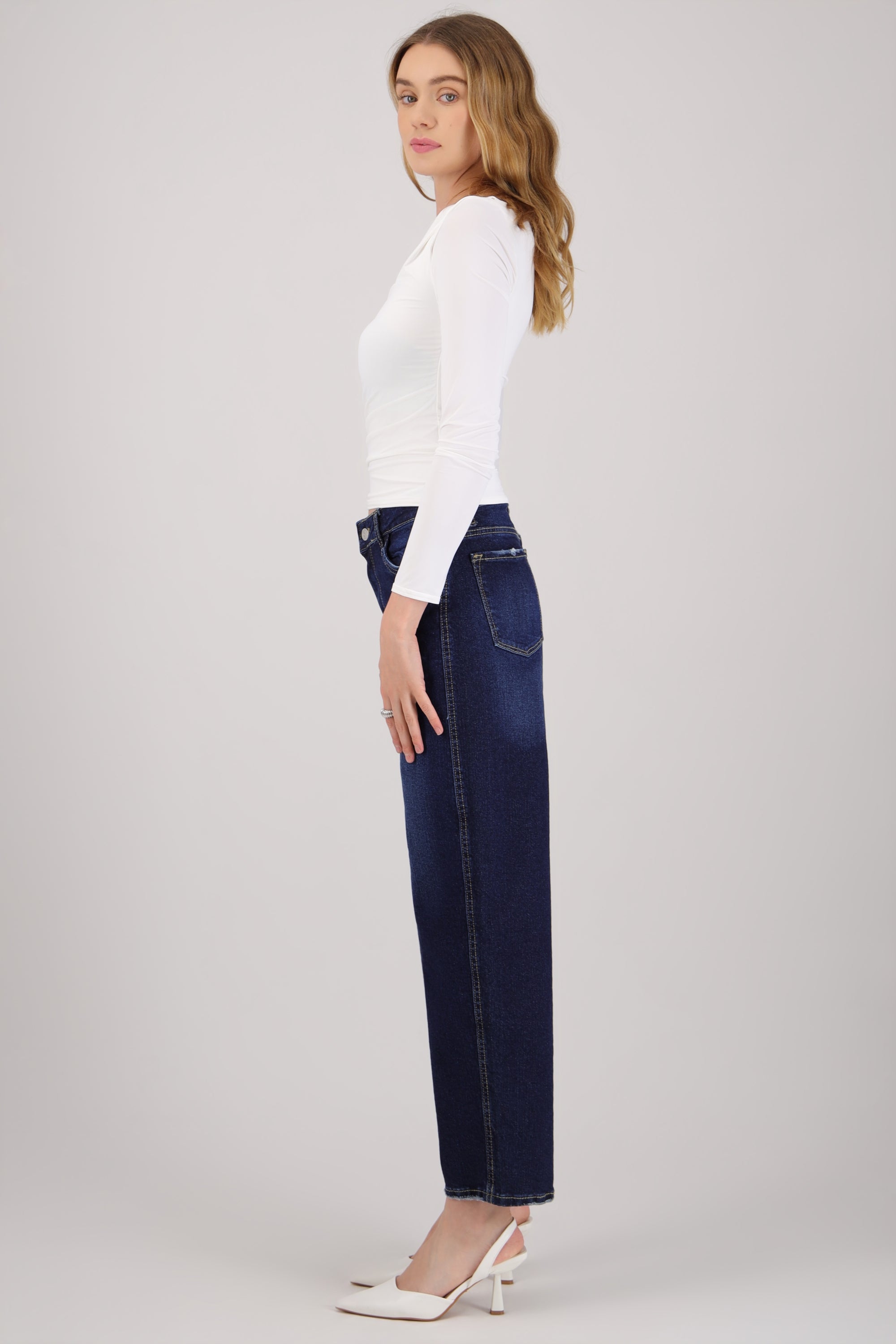 Jeans barrel mid rise INDIGO