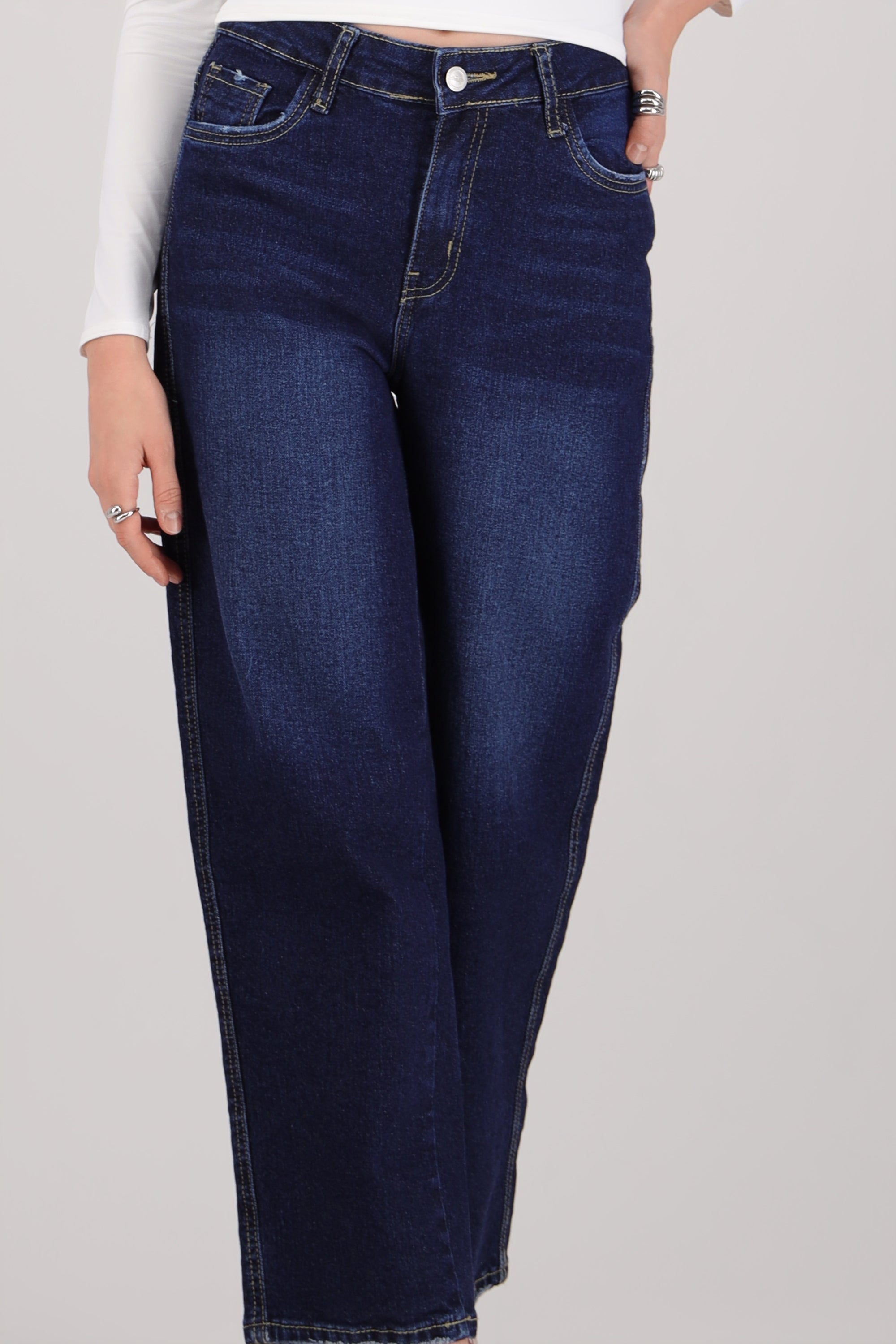 Jeans barrel mid rise INDIGO