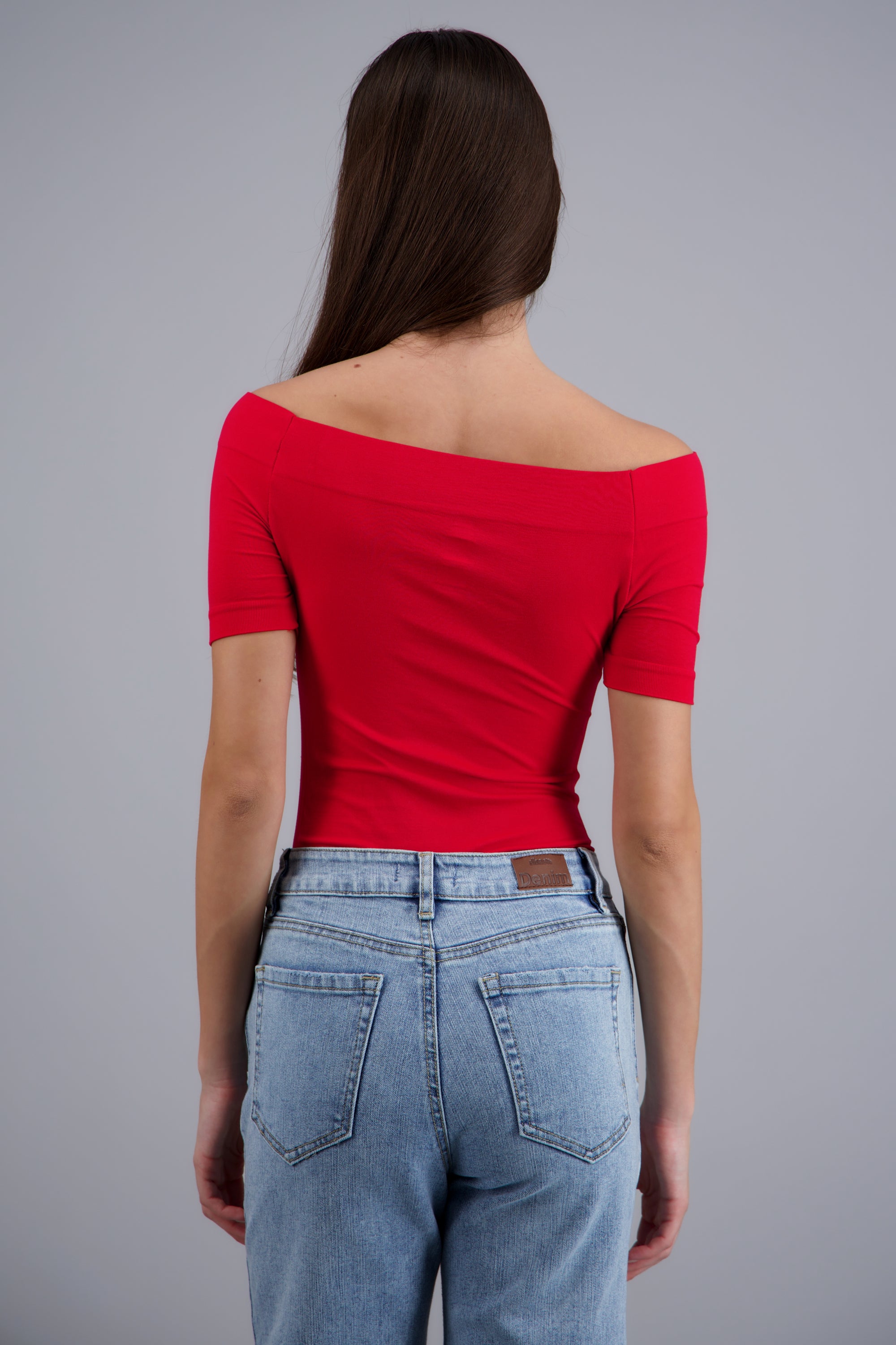 Bodysuit Liso Hombros Descubiertos ROJO TOMATE