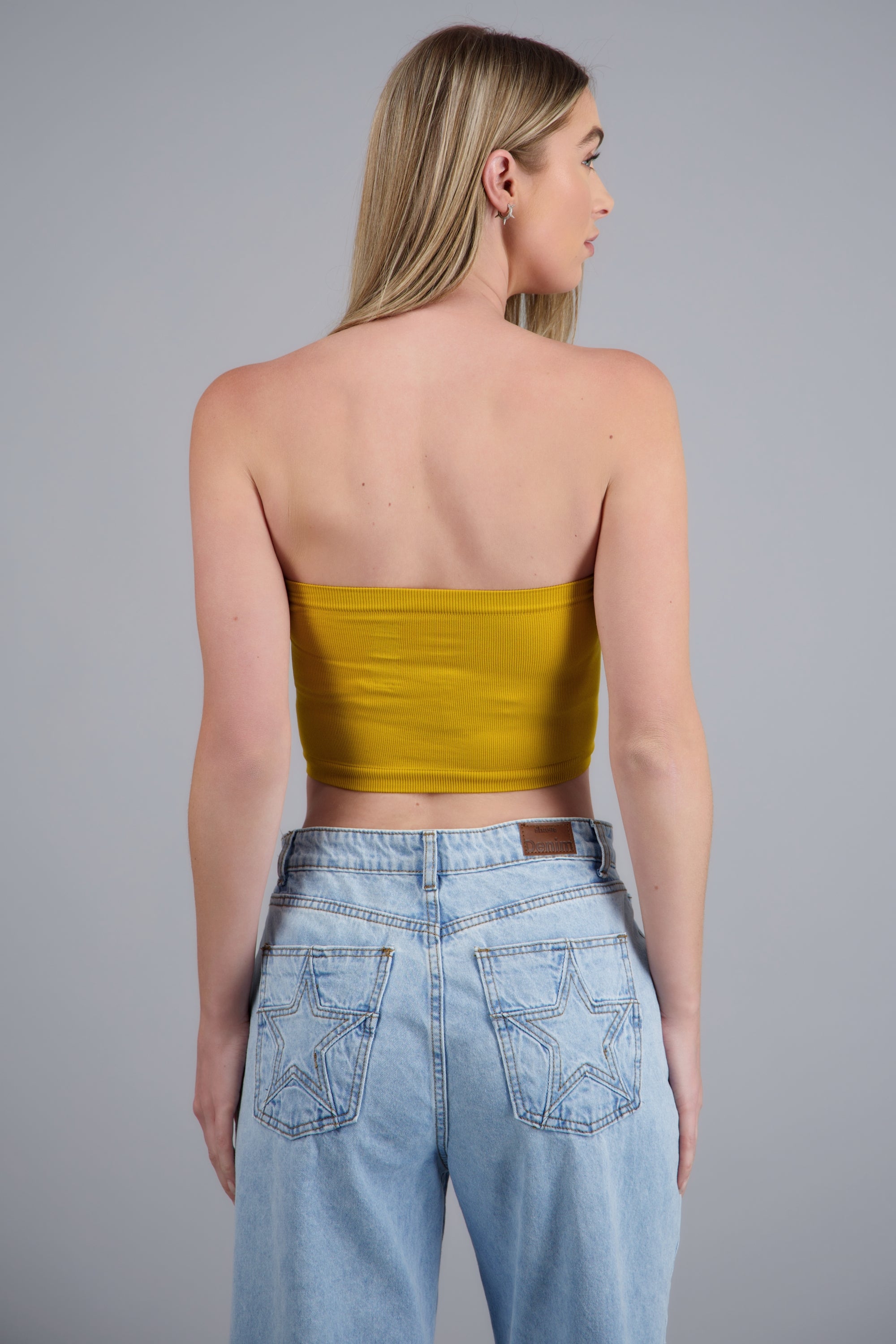 Top Tubo Elástico Acanalado MOSTAZA