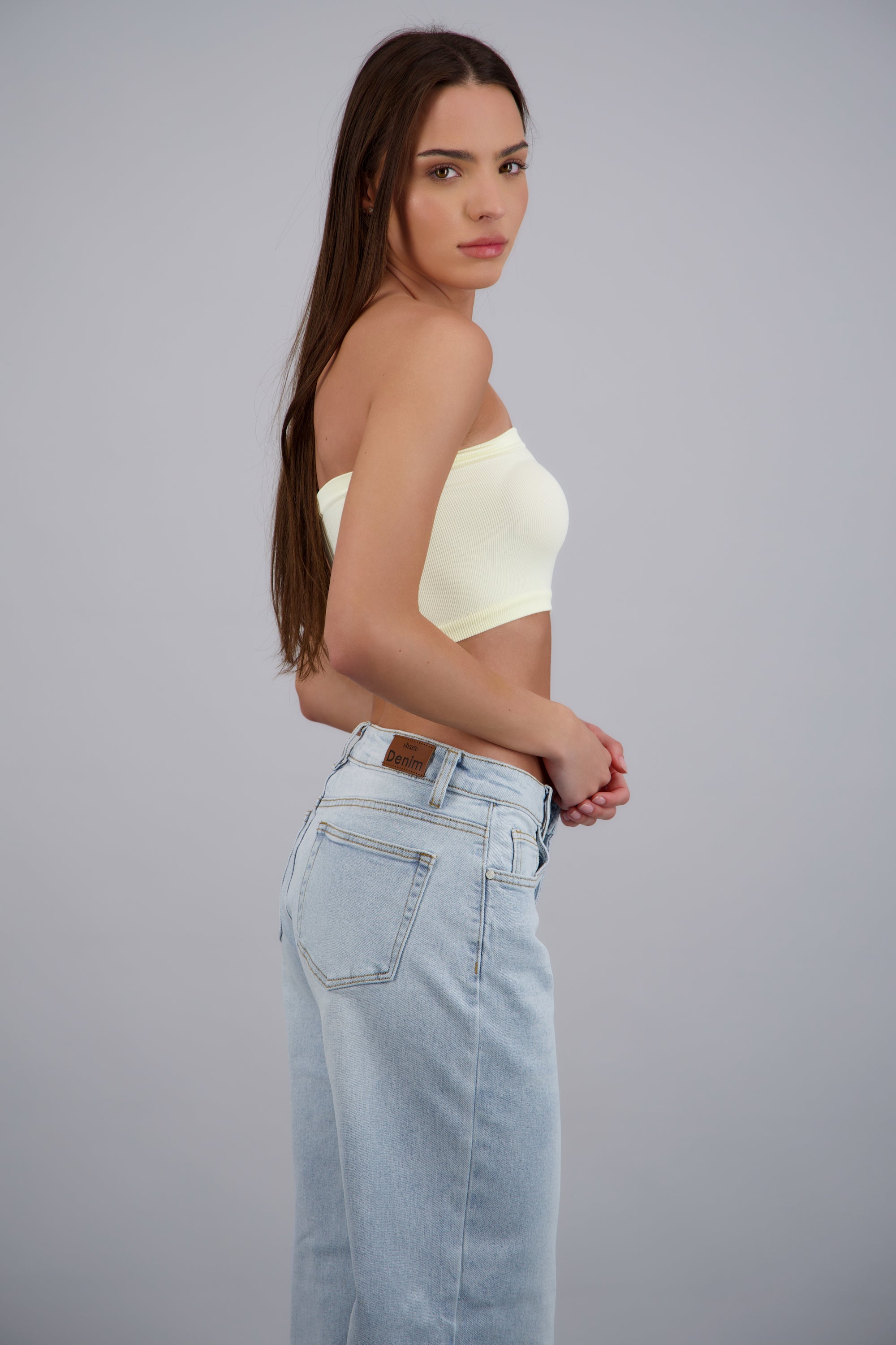 Top Tubo Elástico Acanalado AMARILLO PASTEL
