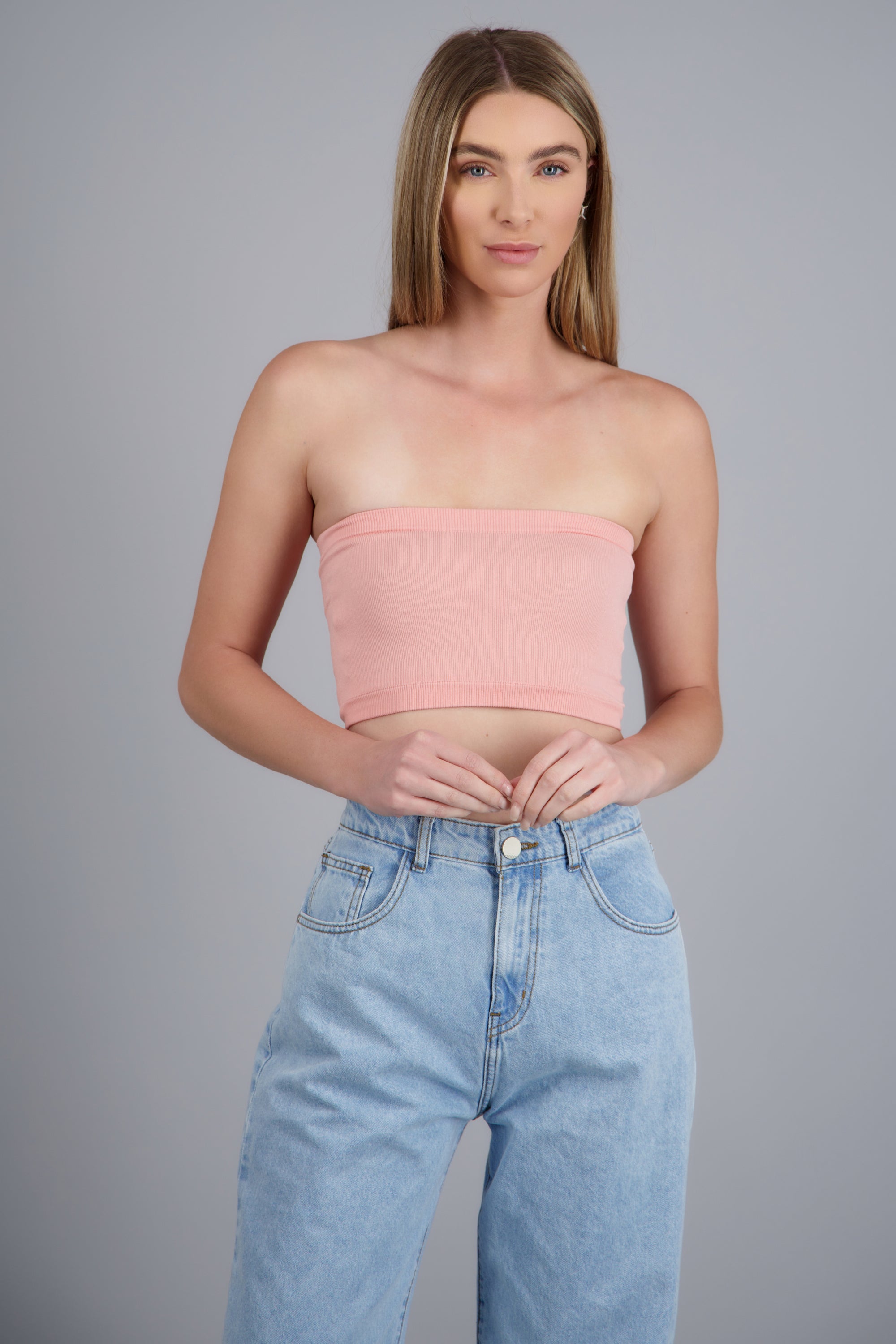 Top Tubo Elástico Acanalado CORAL