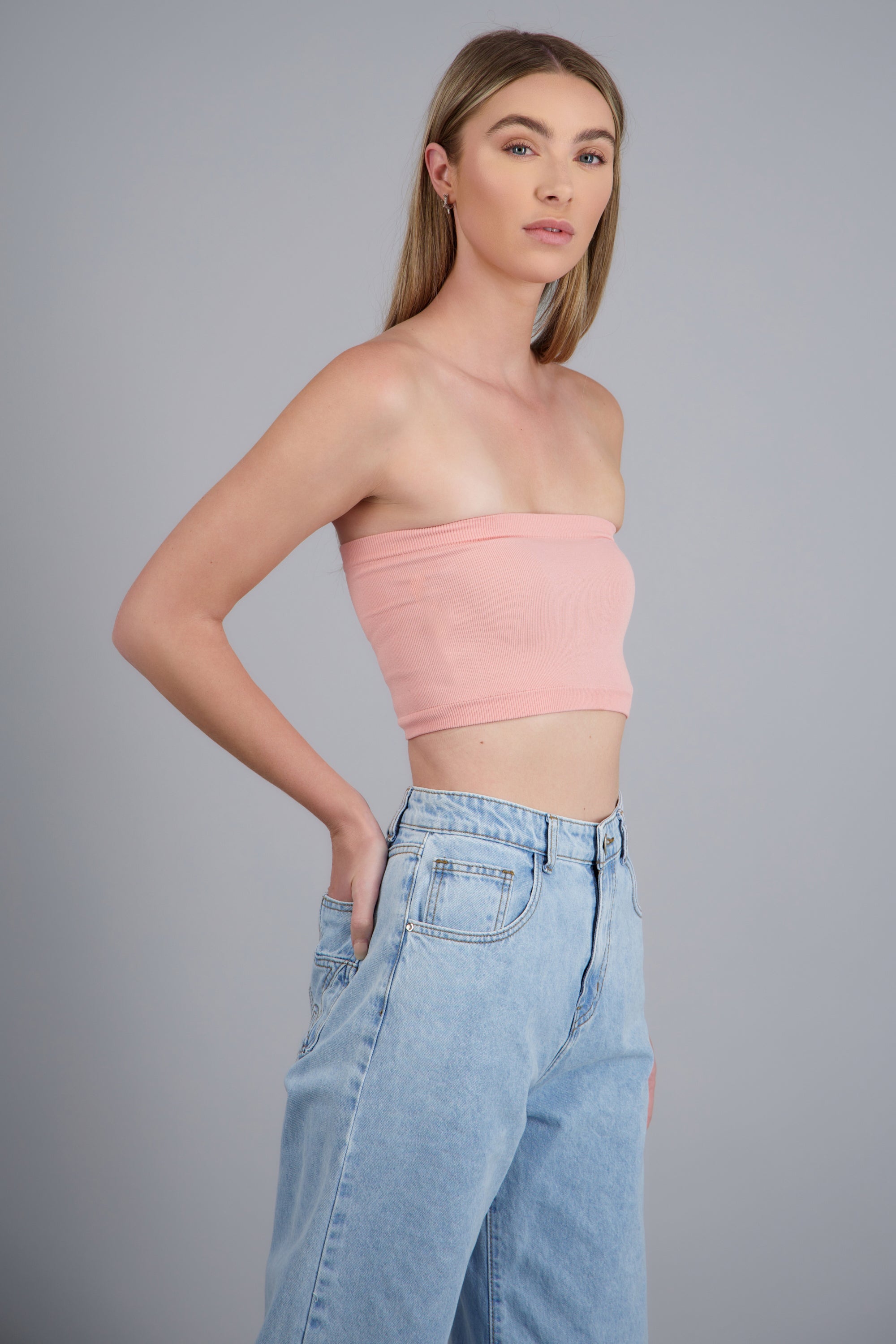 Top Tubo Elástico Acanalado CORAL