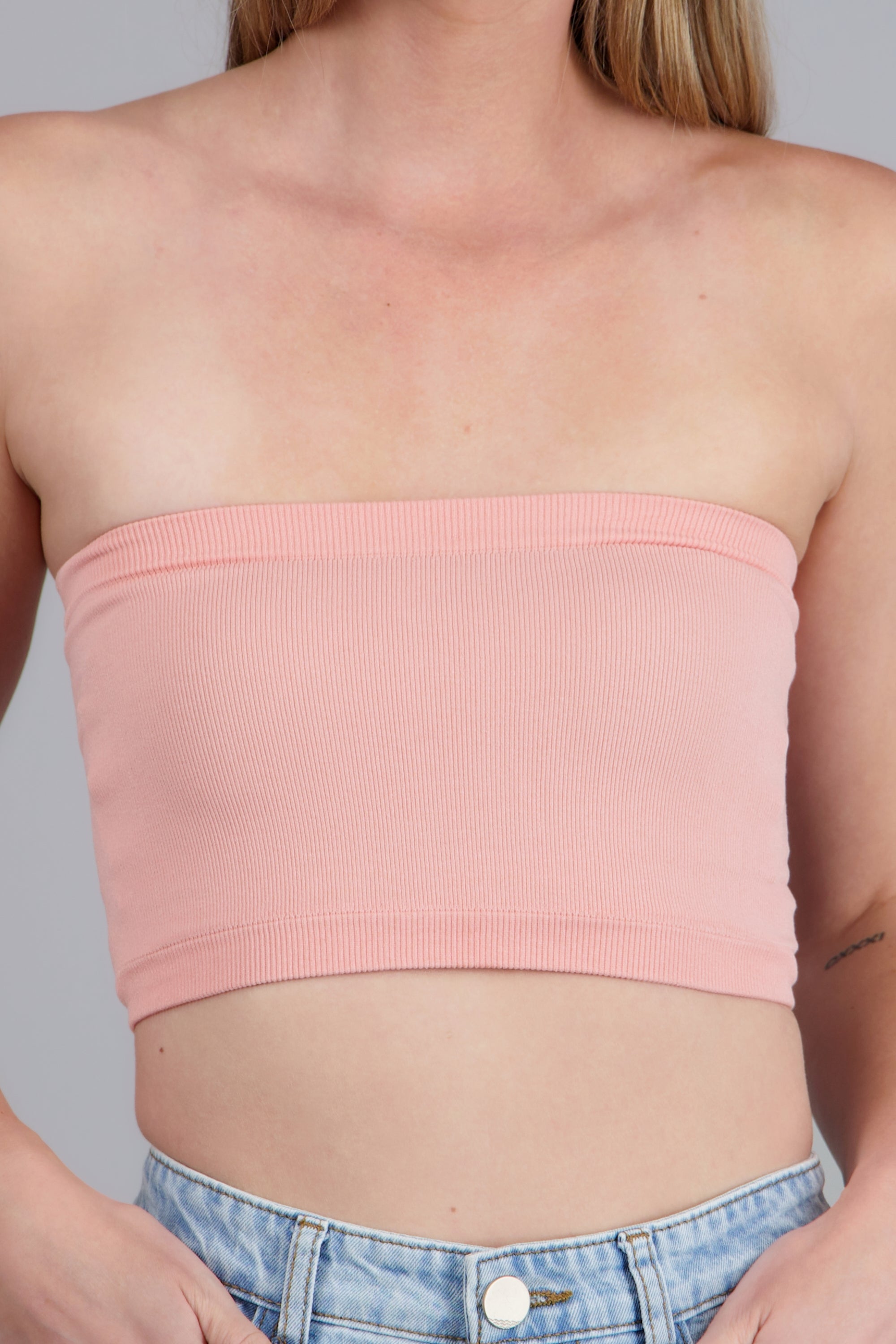 Top Tubo Elástico Acanalado CORAL