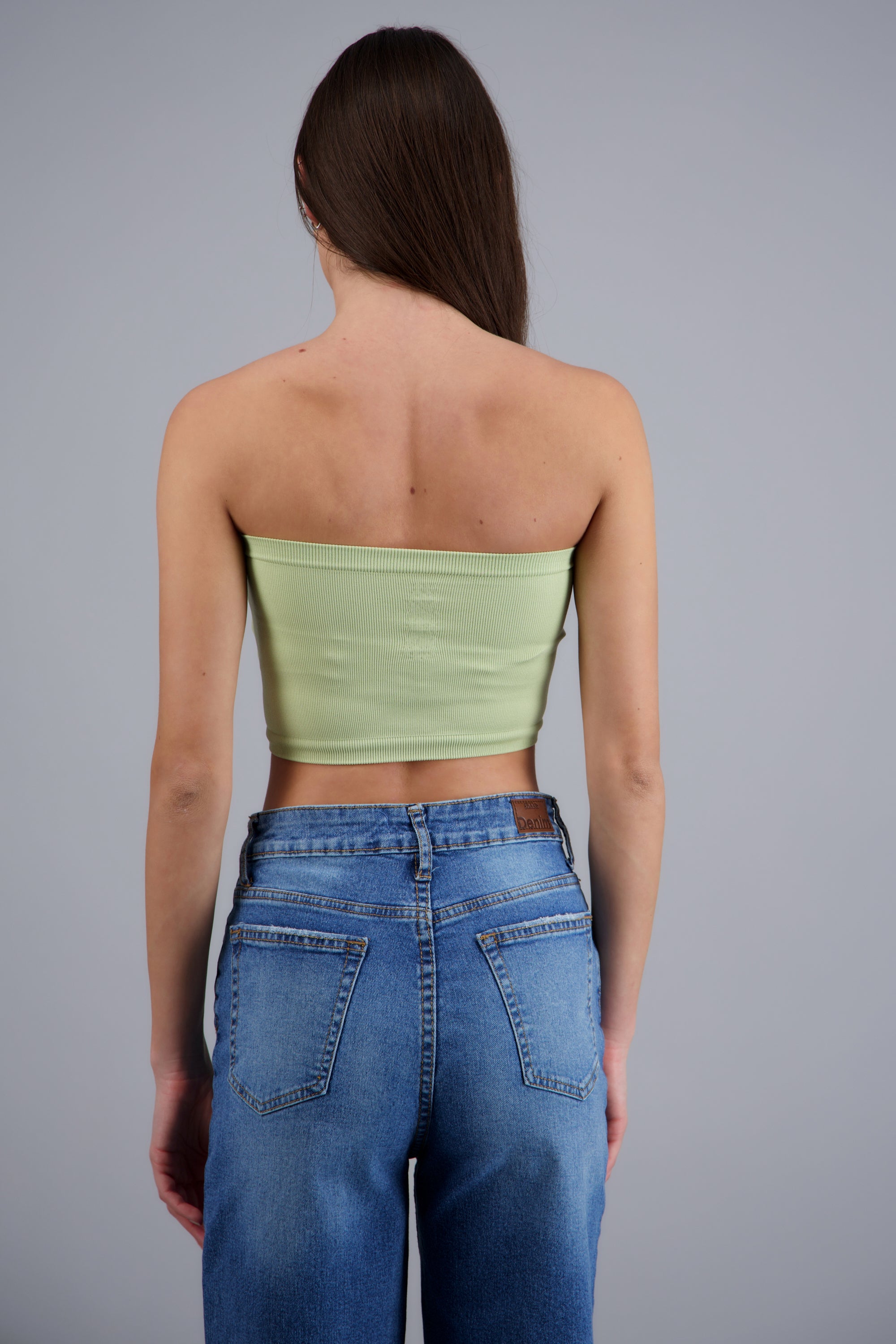 Top Tubo Elástico Acanalado VERDE CLARO