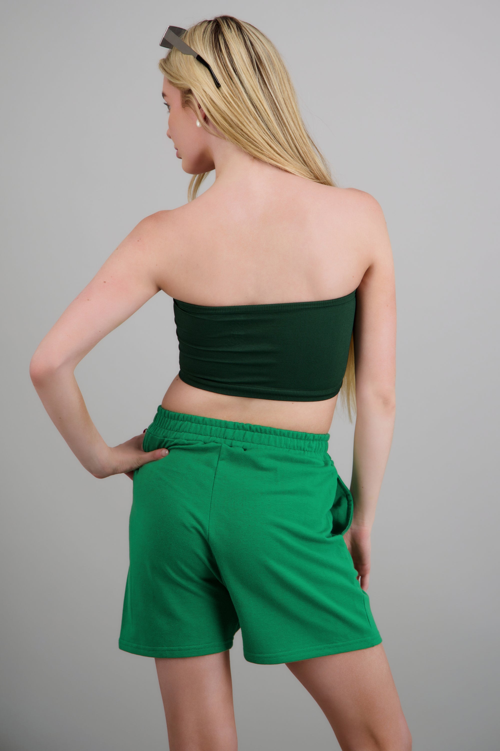 Top Tubo Elástico Acanalado VERDE CAZADOR