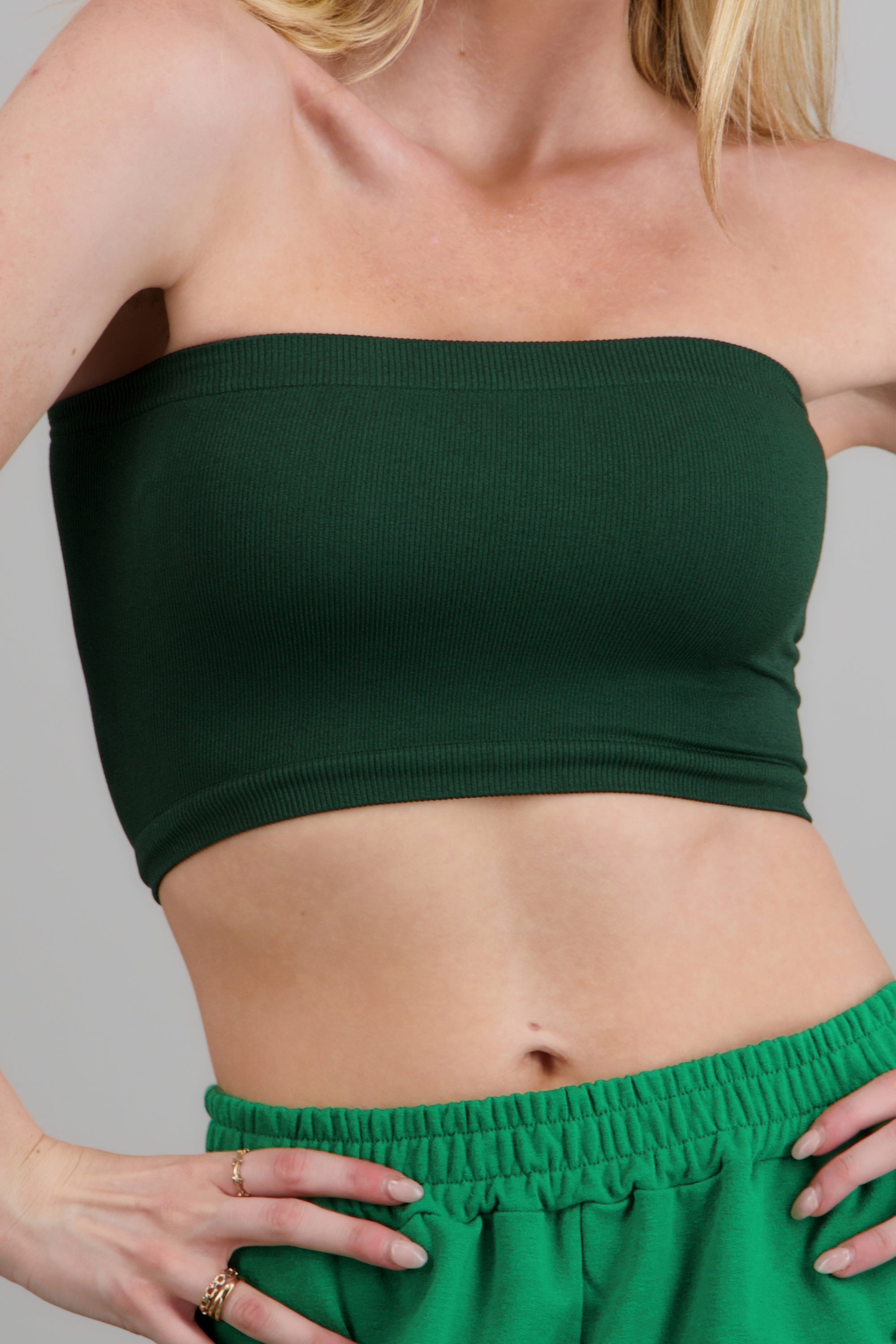 Top Tubo Elástico Acanalado VERDE CAZADOR
