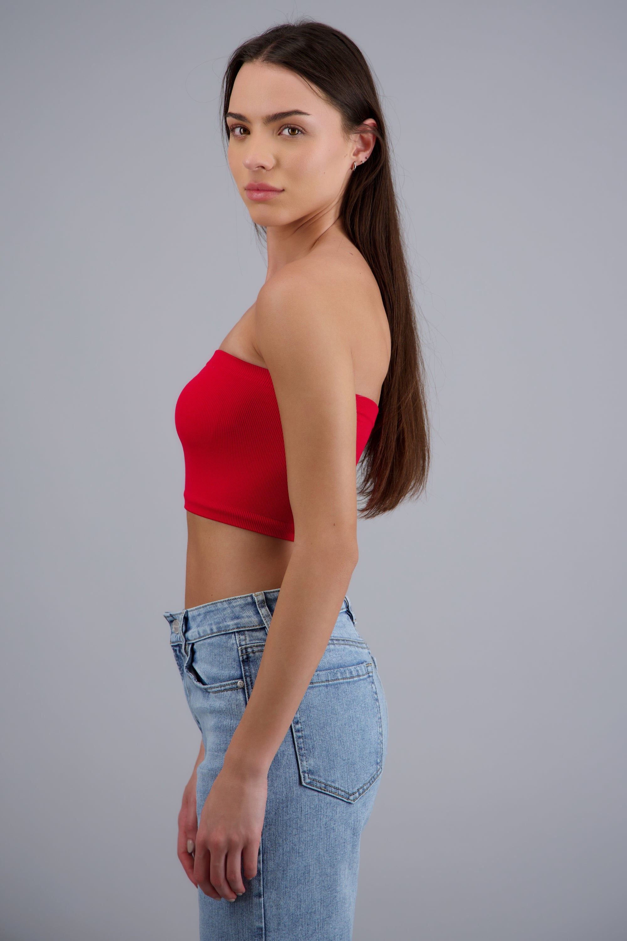 Top Tubo Elástico Acanalado ROJO TOMATE