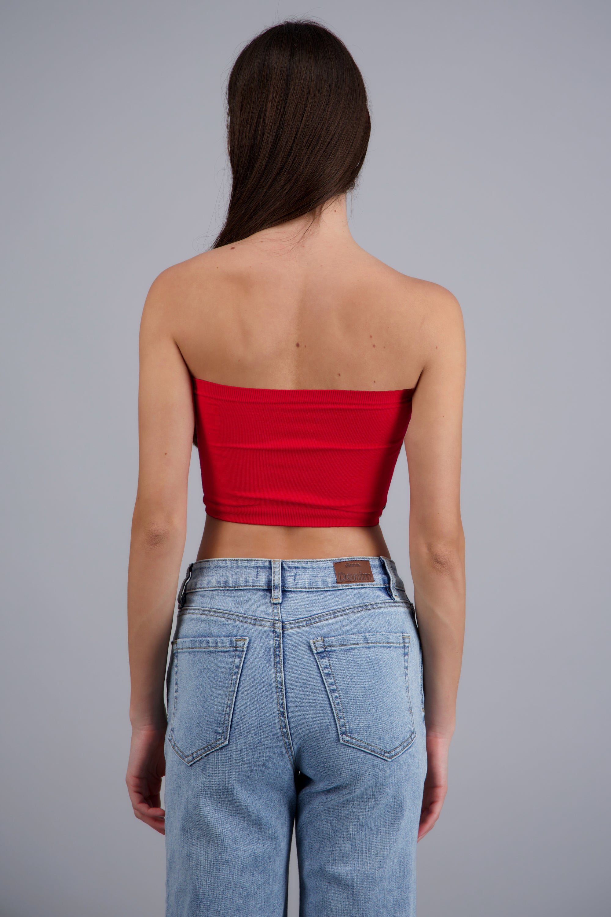 Top Tubo Elástico Acanalado ROJO TOMATE