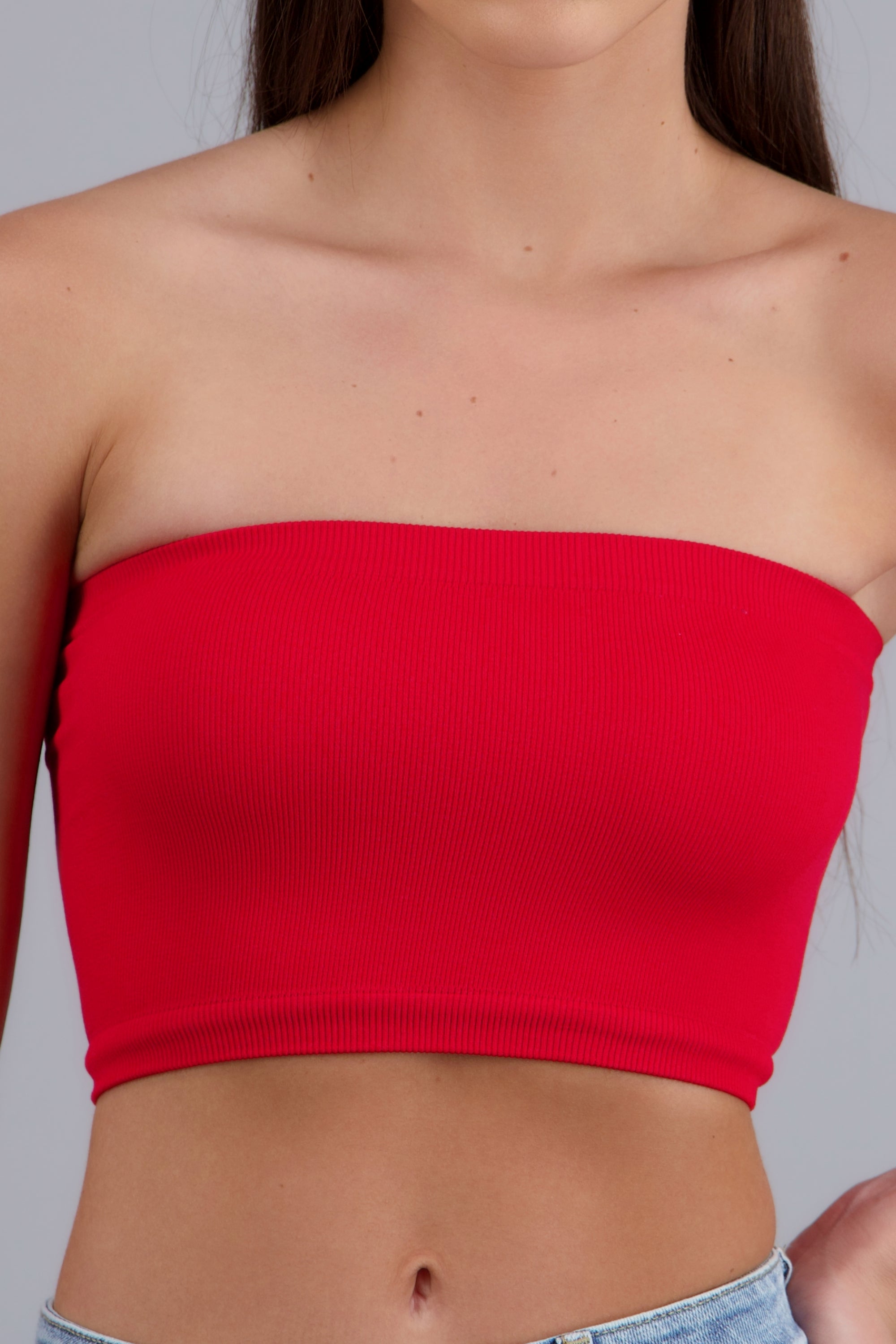 Top Tubo Elástico Acanalado ROJO TOMATE