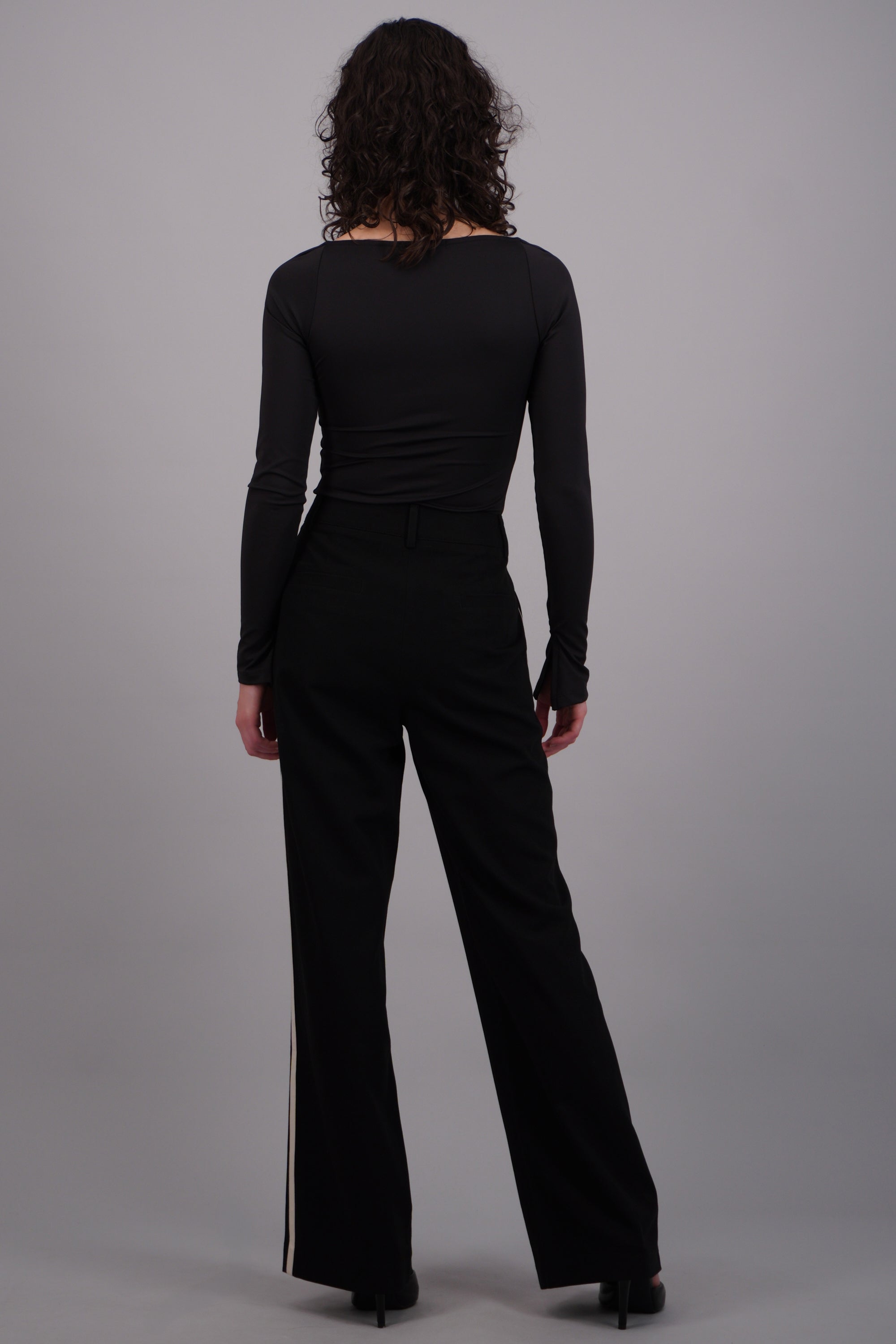 Pantalones formales con rayas laterales NEGRO