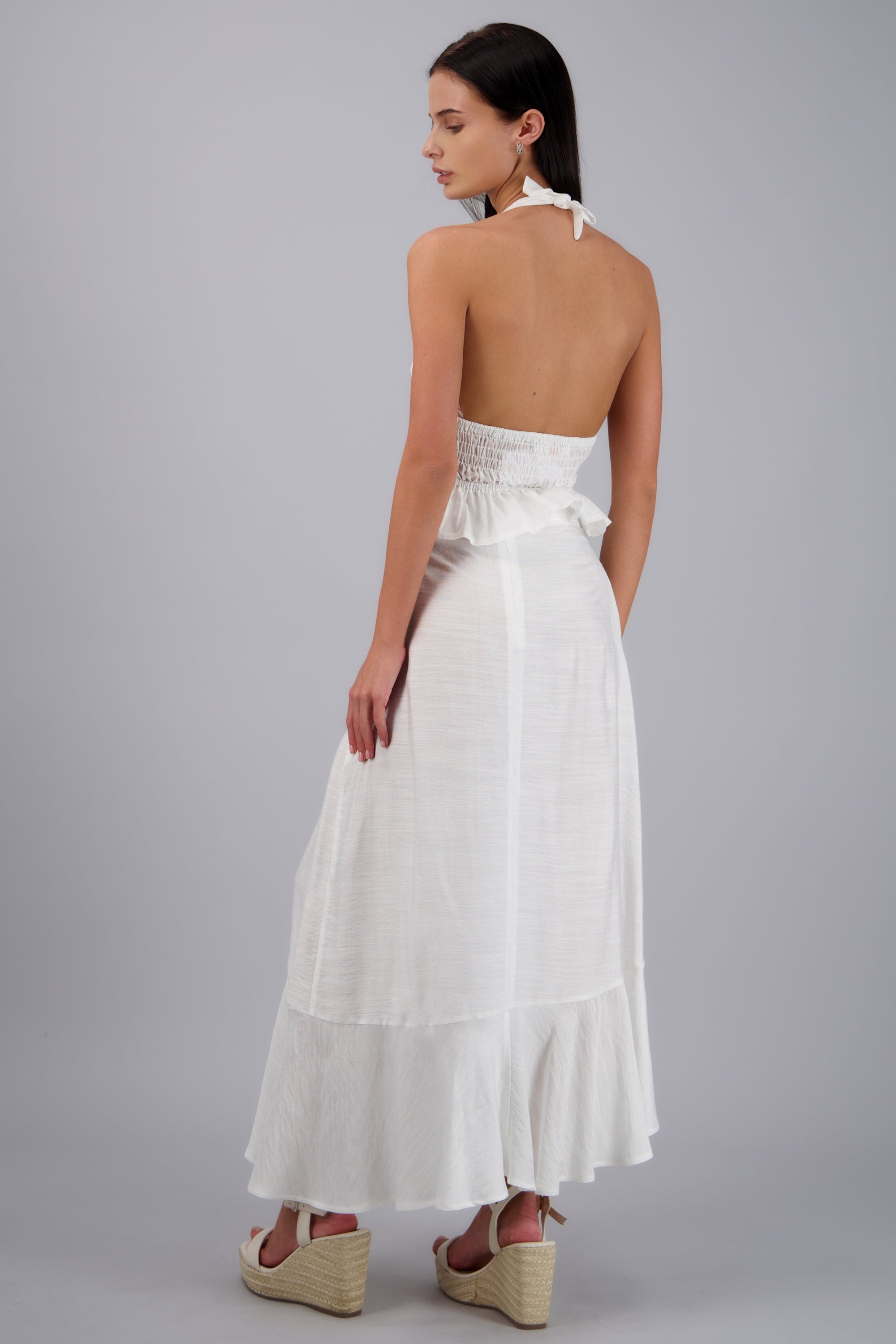 Falda olanes diagonal midi BLANCO