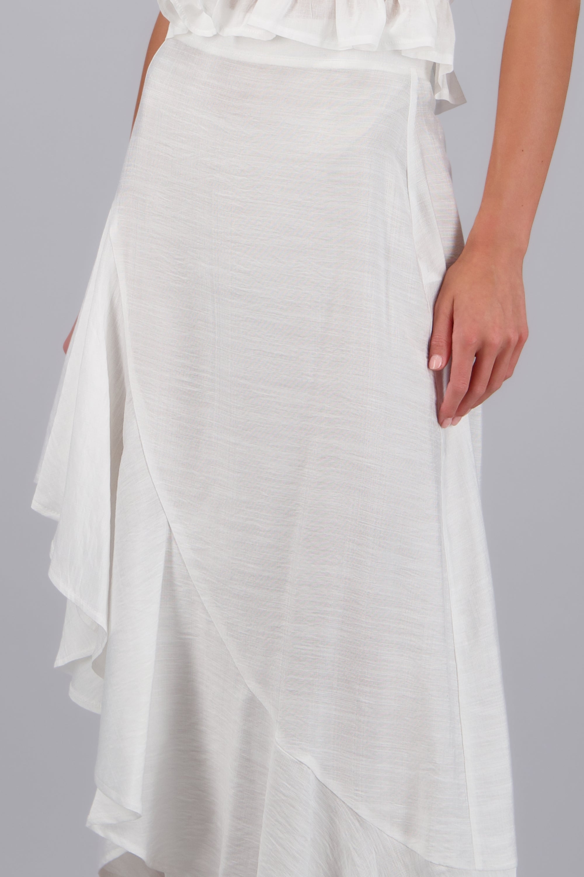 Falda olanes diagonal midi BLANCO
