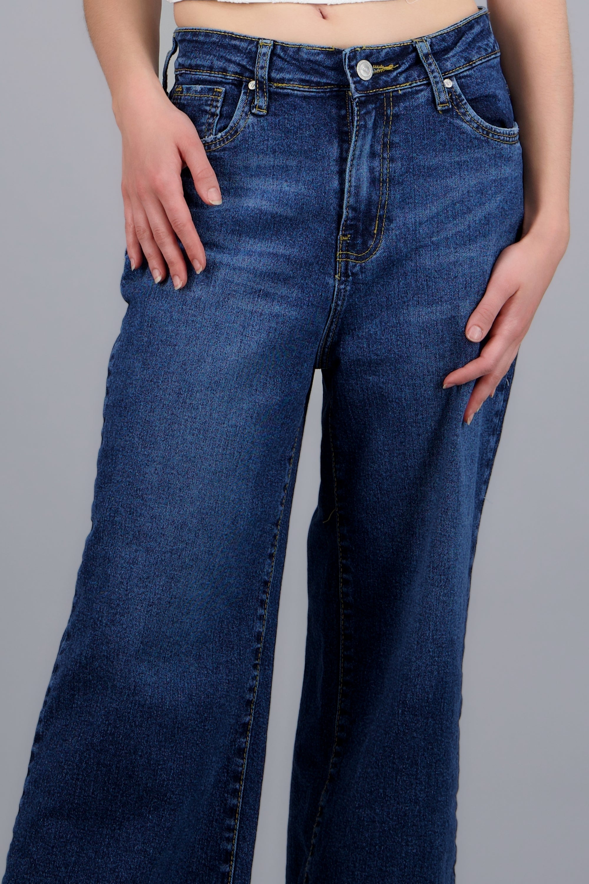 Jeans cropped mid rise DARK WASH