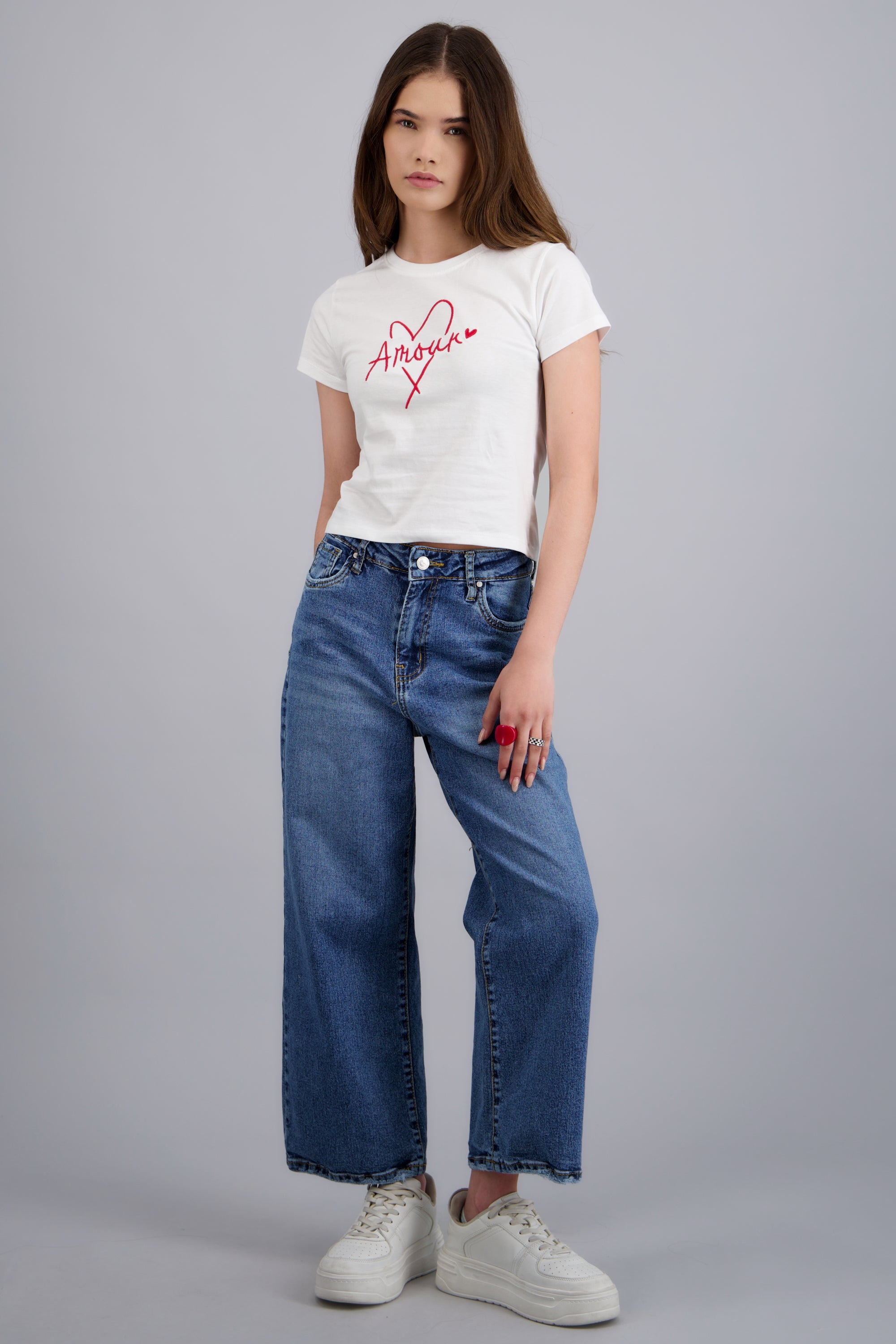 Jeans cropped mid rise MEDIUM WASH