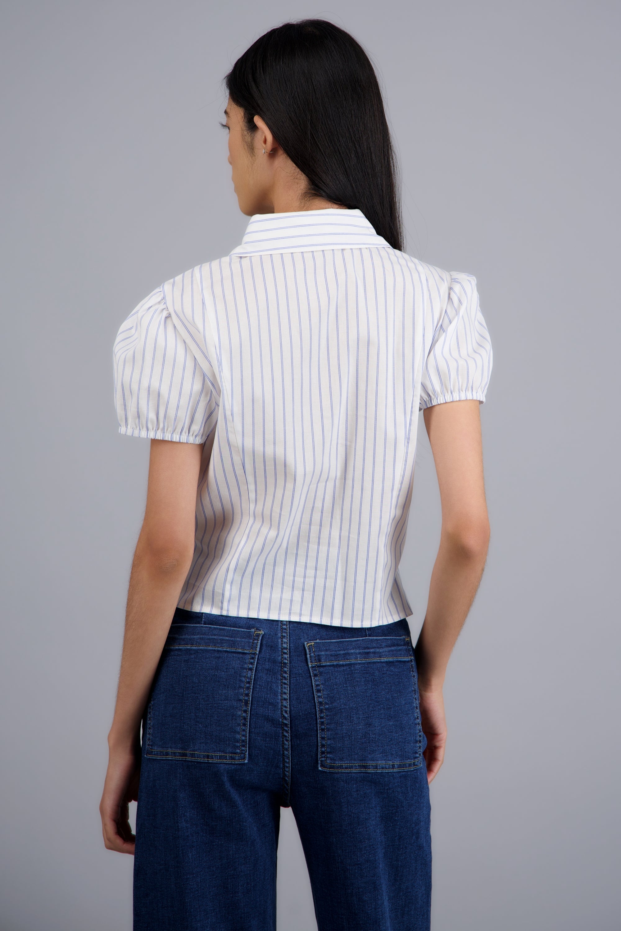 Camisa manga bubble corta BLANCO COMBO