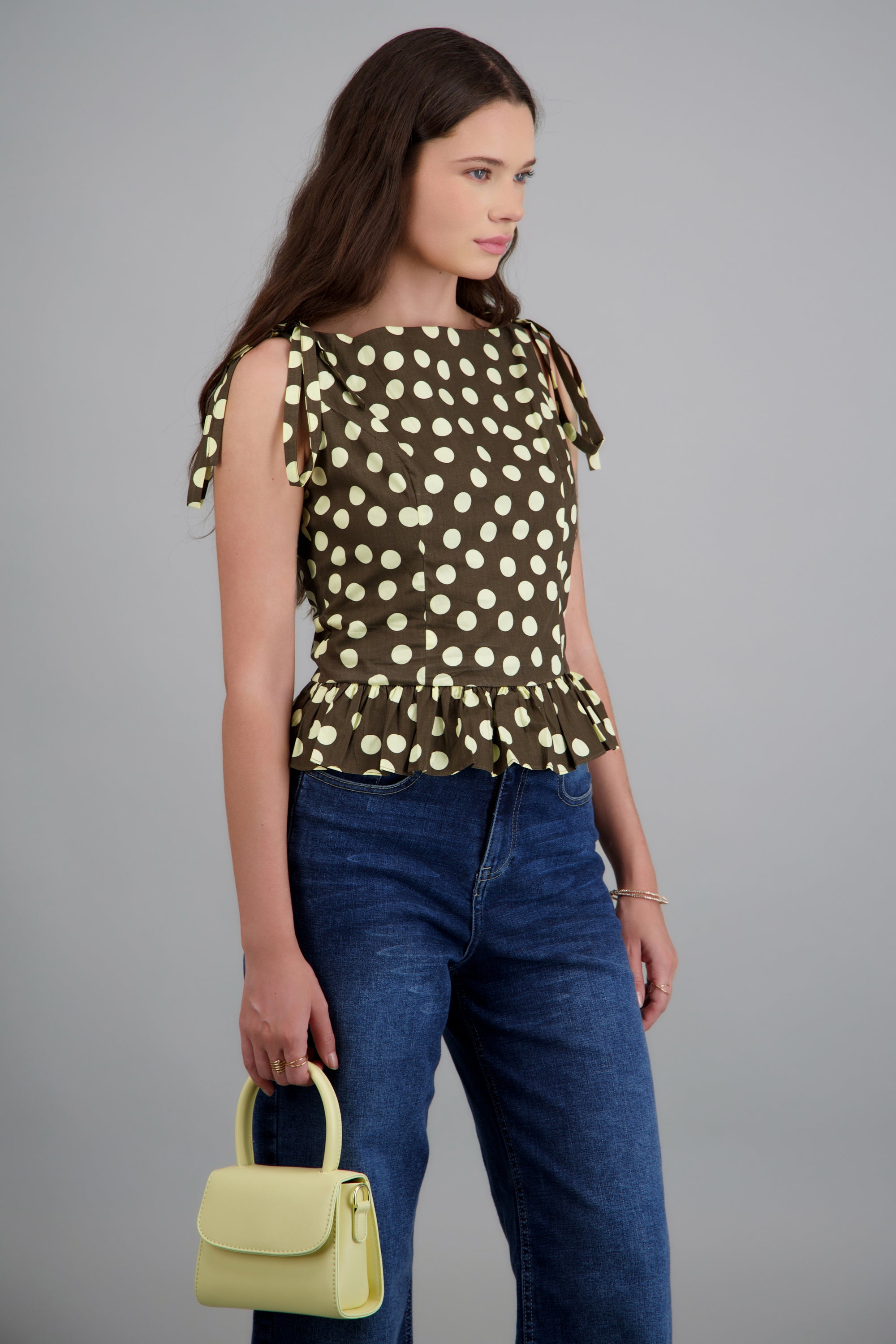 Top polkadot peplum CHOCOLATE