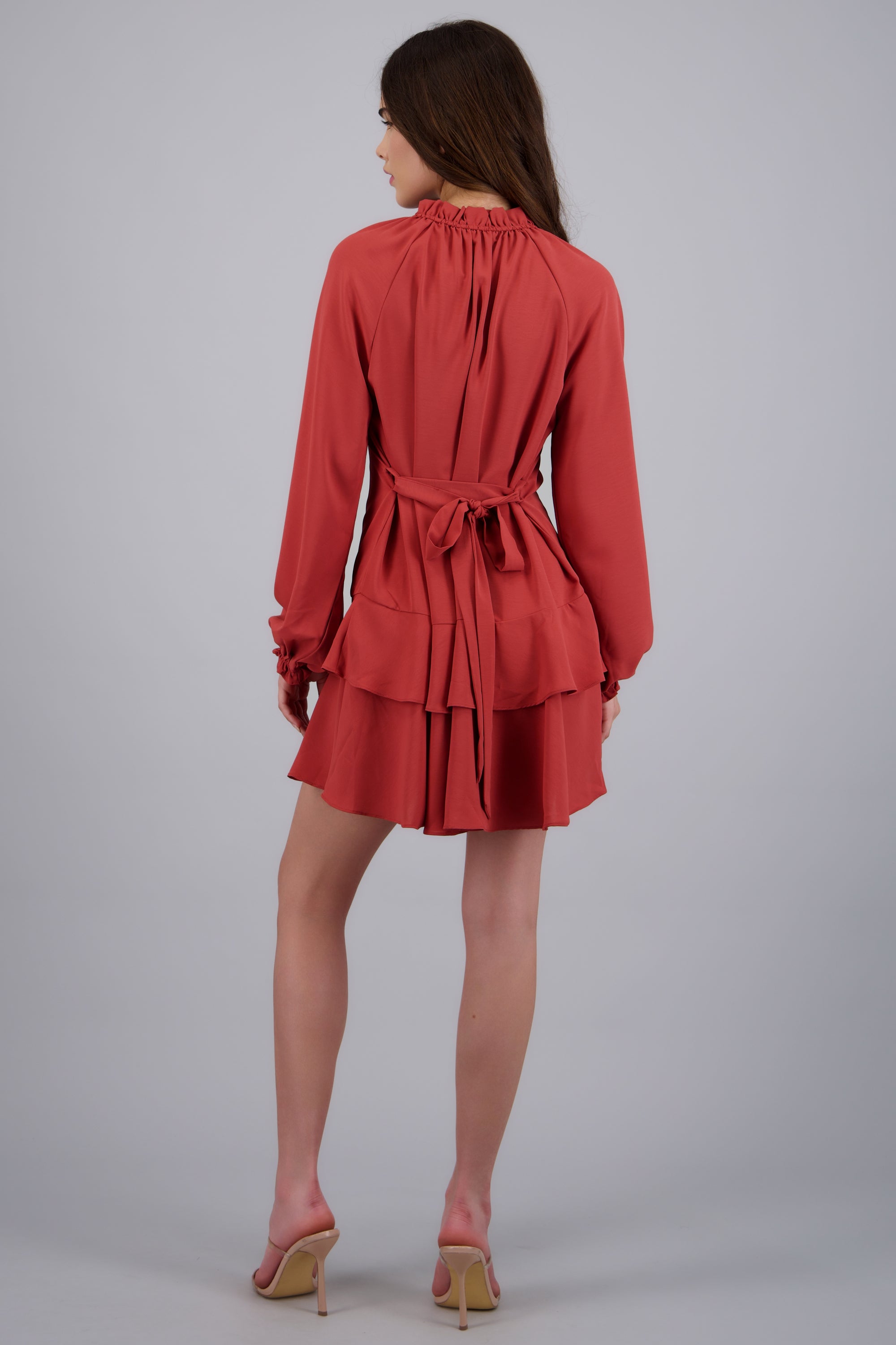 Vestido boho detalle ajuste espalda LADRILLO